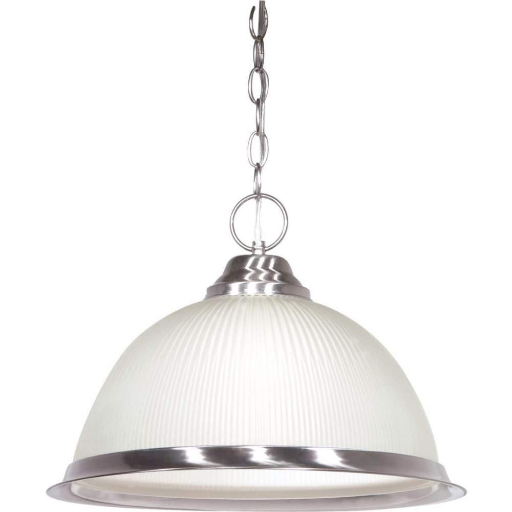 NUVO SF76/691 Single Light Pendant - Polished White, Nickel, Brushed Steel, Silver Finish | Modern Ceiling Light for Dining Room, Kitchen Island, or Entryway