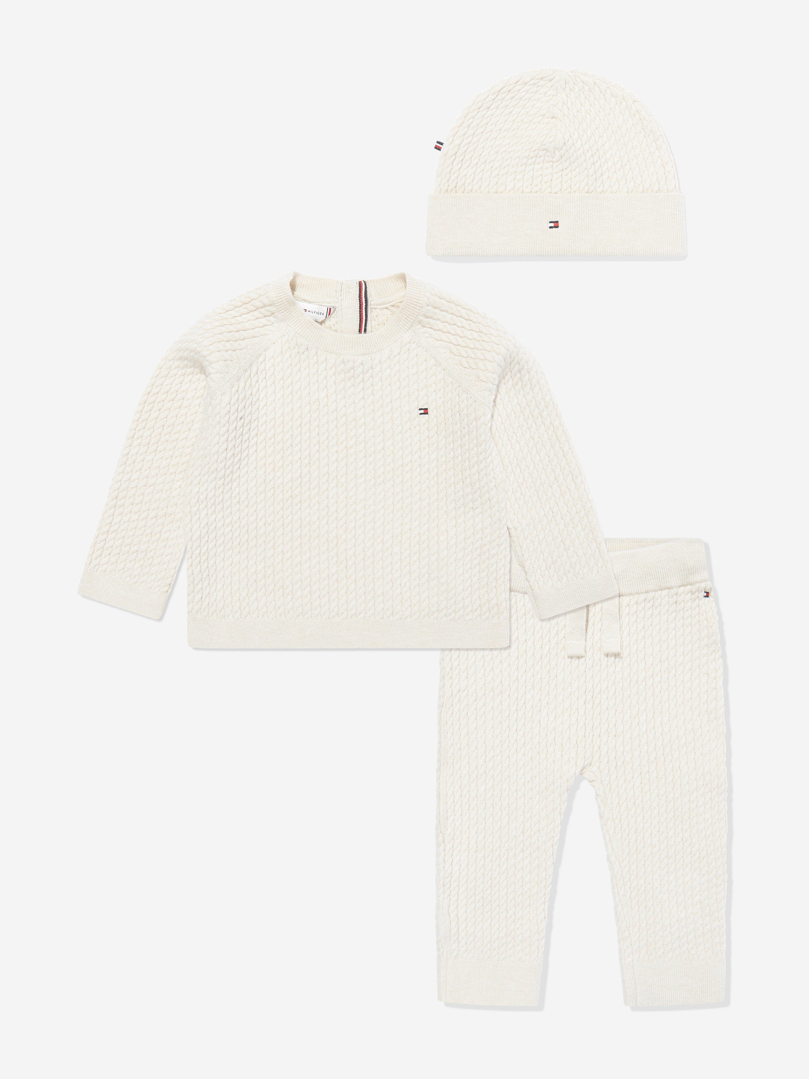 Soft Beige Baby Cable Knit Gift Set - Newborn Outfit, Hat & Booties for Photo Shoots & Special Occasions
