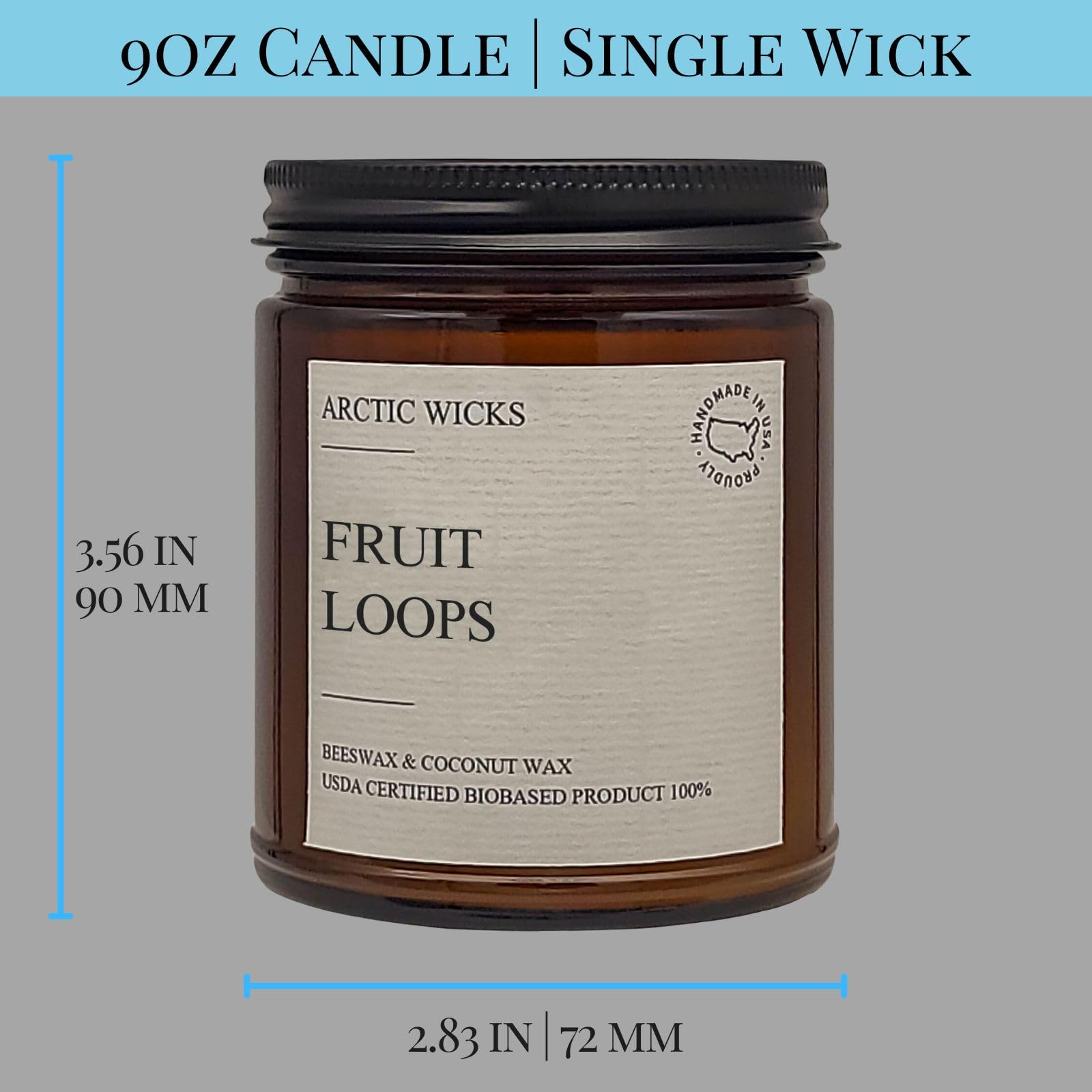Fruit Loops Scented Candle - Non-Toxic Coconut & Beeswax Blend, Clean Burning, USDA Biobased Certified | Citrus Breakfast Cereal Aroma | Perfect for Home Decor, Relaxation & Nostalgic Gift Giving