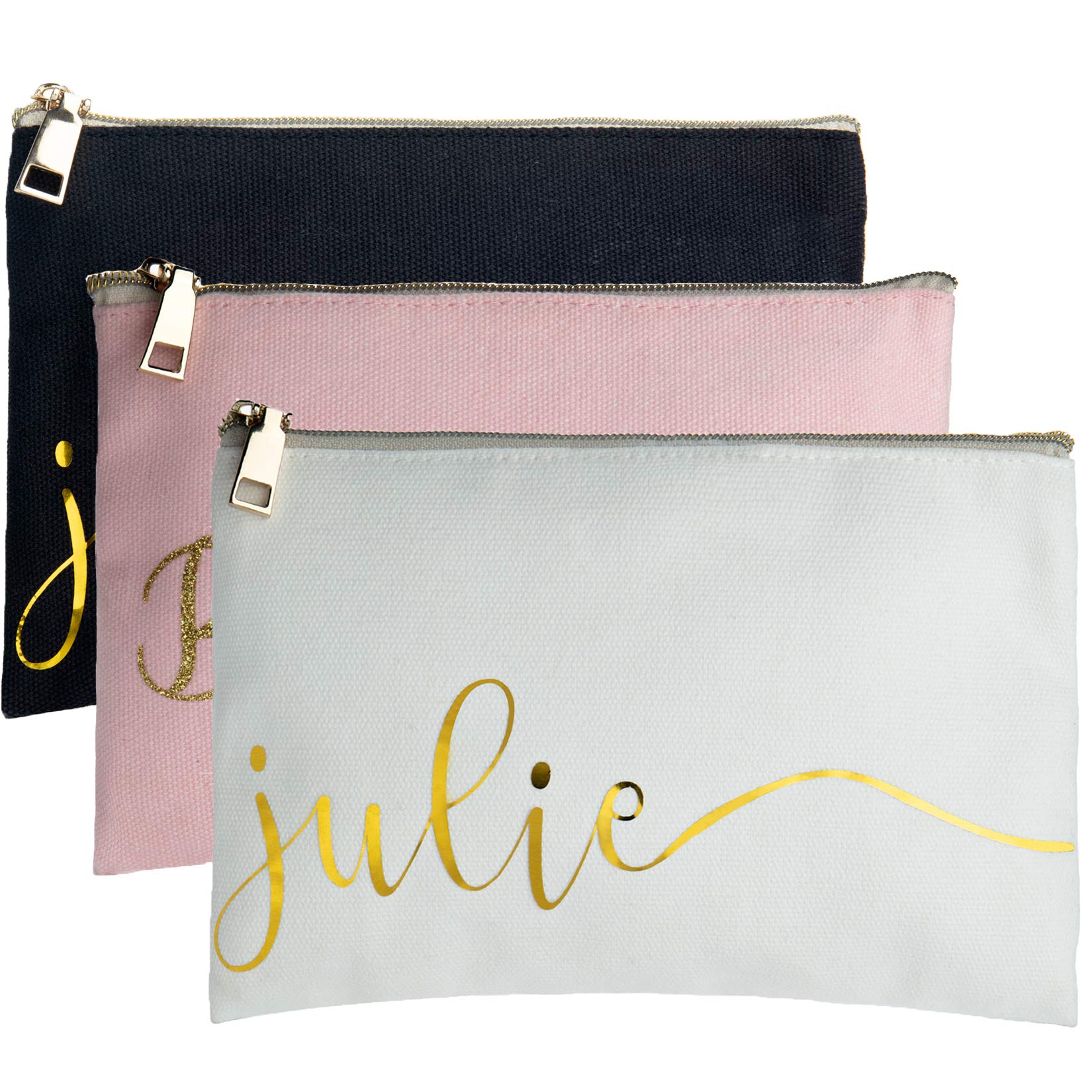 Custom Personalized Makeup Bag with Name - Travel Cosmetic Pouch for Women, Wedding Bridesmaid Gift, Birthday Present & Mother's Day Gift Idea - Perfect for Travel, Bachelorette Parties & Everyday Use