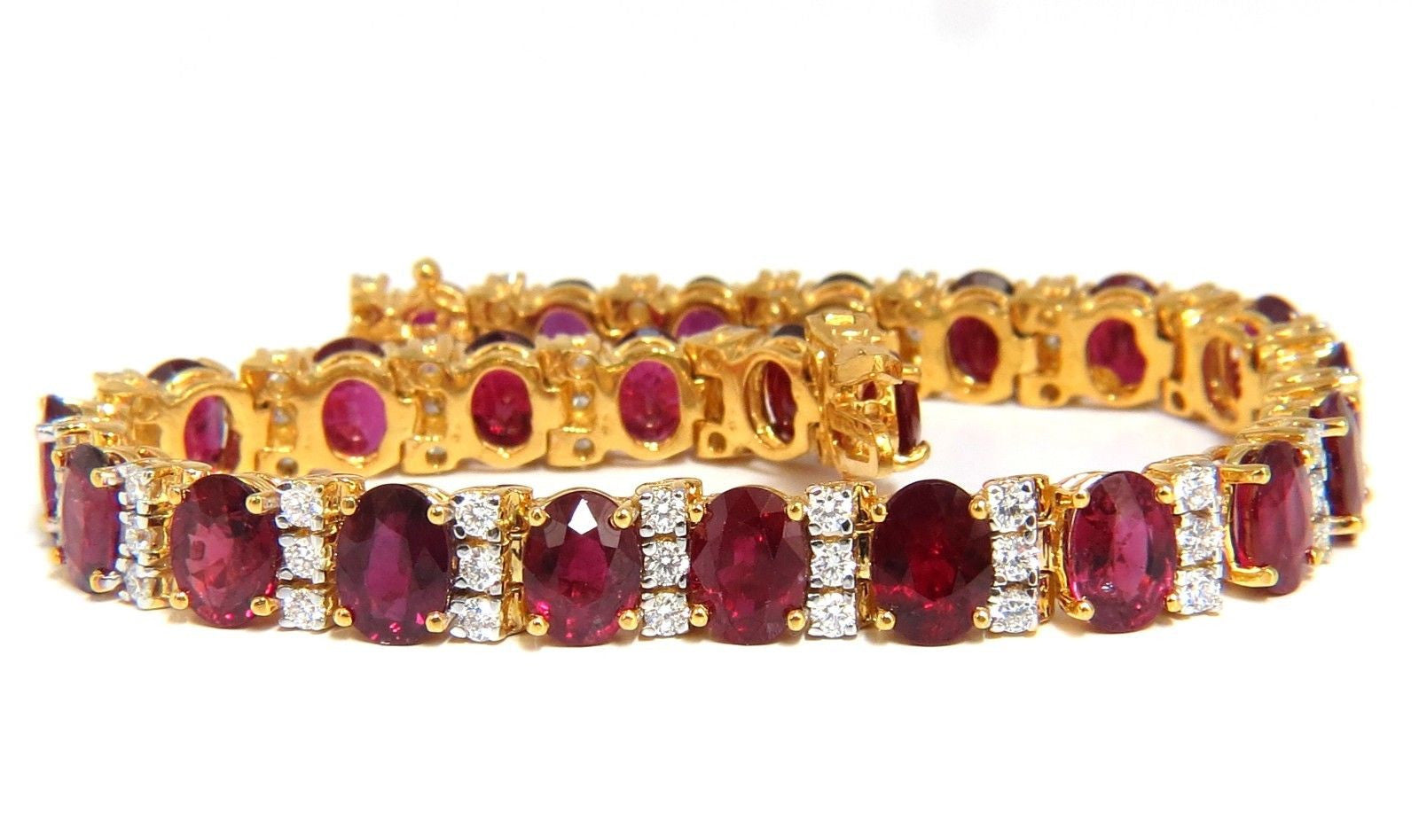 21.86ct Natural Fine Vivid Red Ruby and Diamond Tennis Bracelet - Classic Elegant Jewelry for Women, Perfect for Weddings, Anniversaries & Special Occasions