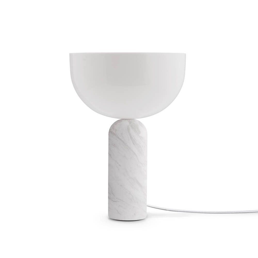 NEW WORKS Kizu Table Lamp - Modern White Marble Bedside Lamp for Living Room, Bedroom & Office Decor | Dimmable LED Lighting for Home & Workspace