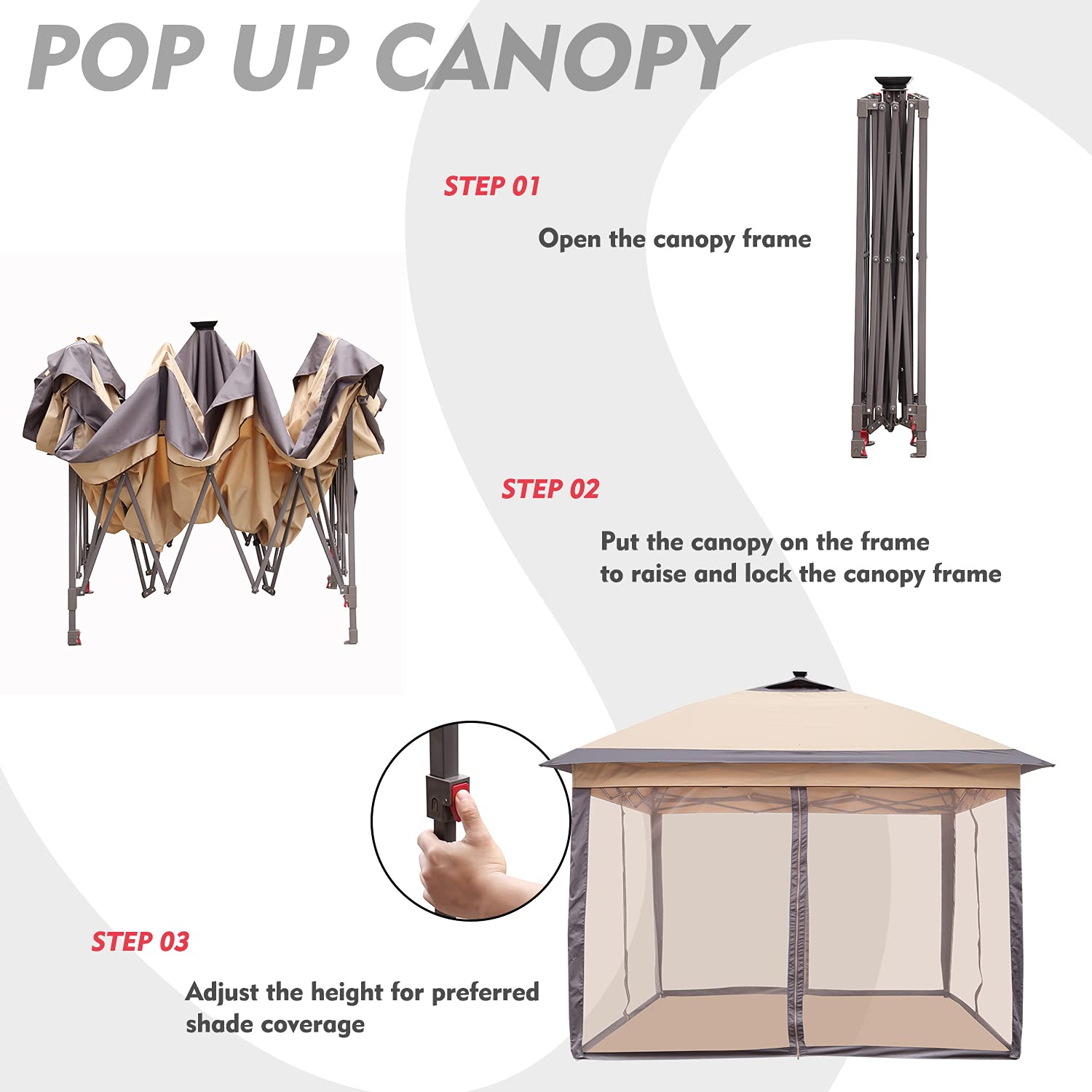 Solar Powered LED Pop Up Gazebo with Mosquito Net - Waterproof Outdoor Canopy for Patio, Garden, and Backyard | Perfect for Camping, Picnics, and Outdoor Parties