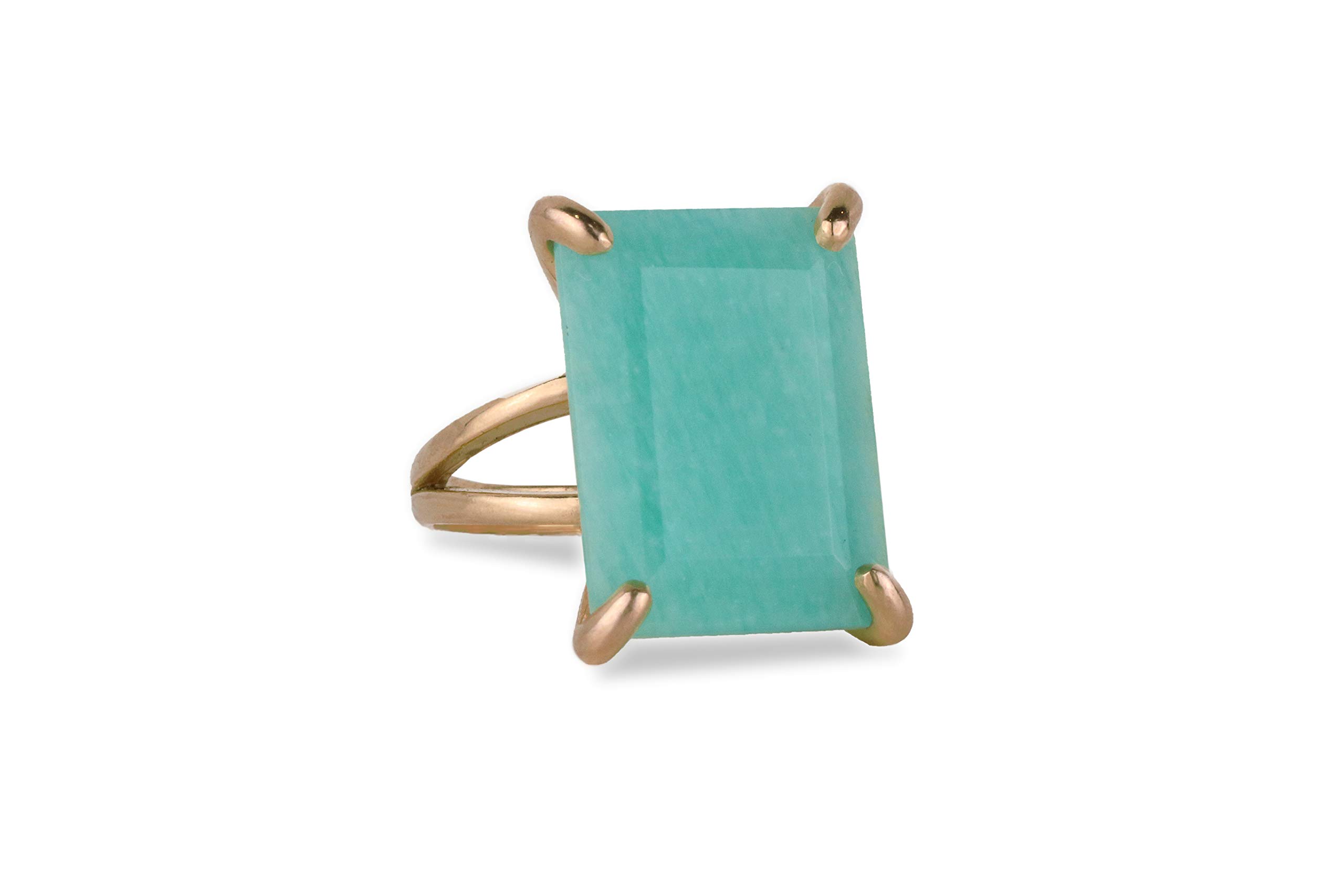 Natural Amazonite Gemstone 14k Gold Ring - Handmade Statement Jewelry for Women - Customizable Size & Finish - Perfect for Weddings, Engagements & Gifts | Elegant Fashion Accessory for Everyday Wear & Special Occasions