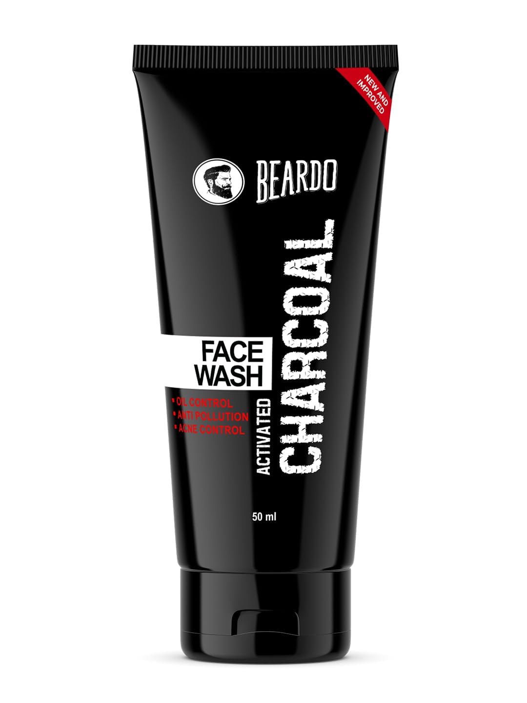 Beardo Activated Charcoal Face Wash for Men - 50ml | Deep Pore Cleanser for Acne, Pimples & Oily Skin | Removes Dirt & Impurities | Daily Facial Cleanser for Blackheads & Breakouts | Perfect for Gym, Travel & Morning Skincare Routine