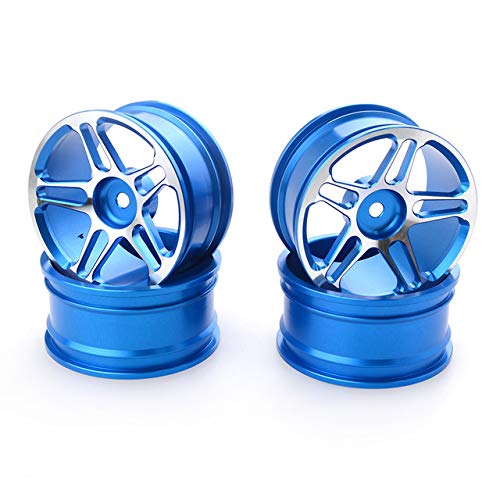 1:10 Scale Aluminum Alloy RC Drift Car Wheel Set - 4PC Blue Racing Rims for On-Road Model Upgrades | High-Performance Hub Accessories for RC Drift & Racing Cars | Perfect for Competitive Drifting and Track Racing
