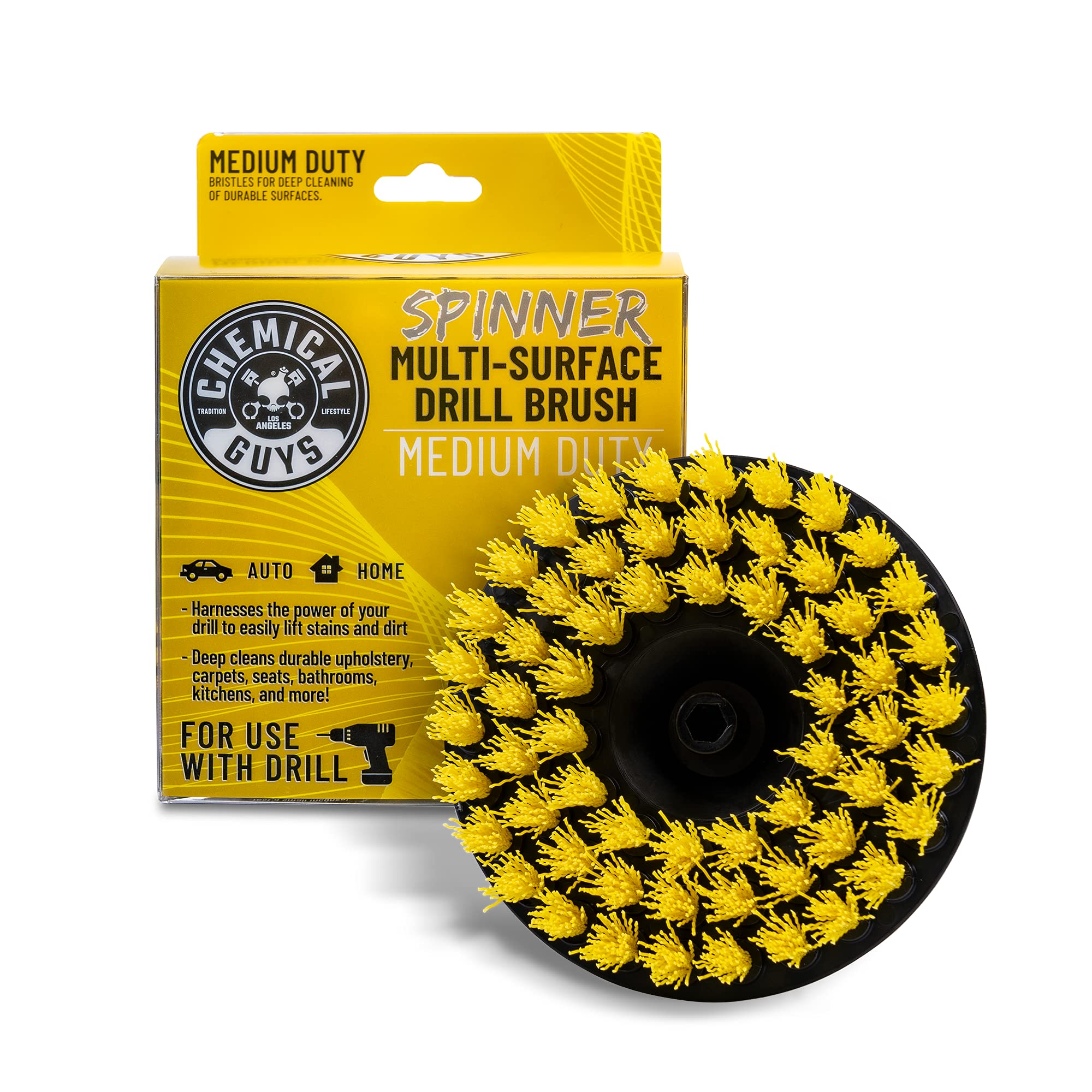 Chemical Guys ACC507 Medium Duty Spinner Multi-Surface Drill Brush Attachment - Power Scrubber for Stains on Floors, Upholstery & Carpets (Fits Any Standard Drill) - Perfect for Car Detailing, Home Deep Cleaning & Tile Grout Restoration