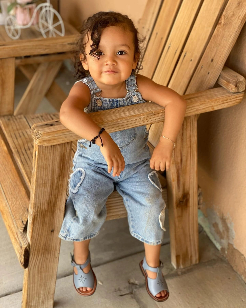 French Blue Estrella Kids Leather Sandals - Comfortable & Stylish Summer Footwear for Boys & Girls - Perfect for Beach, Park & Outdoor Play