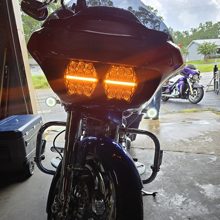 240W Harley Davidson Road Glide LED Dual Headlight Kit - Compatible with 2015-2024 Models - High Brightness Motorcycle Headlight for Night Riding & Improved Visibility
