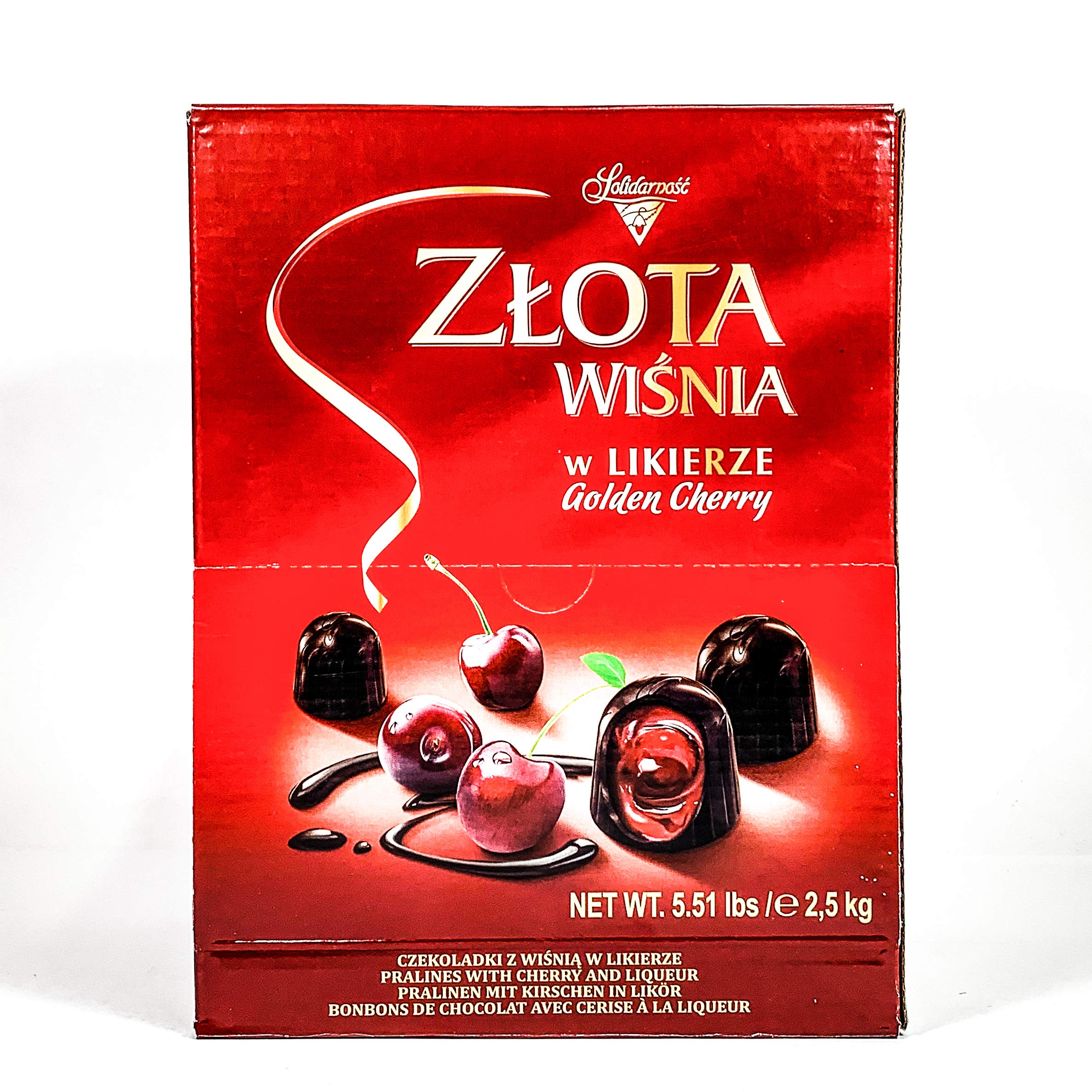 Golden Cherry Polish Chocolate Pralines Candies - Zlota Wisnia by Solidarnost 5.51 lb (2.5 kg) Premium Gourmet Gift Box - Perfect for Holidays, Birthdays & Corporate Gifts