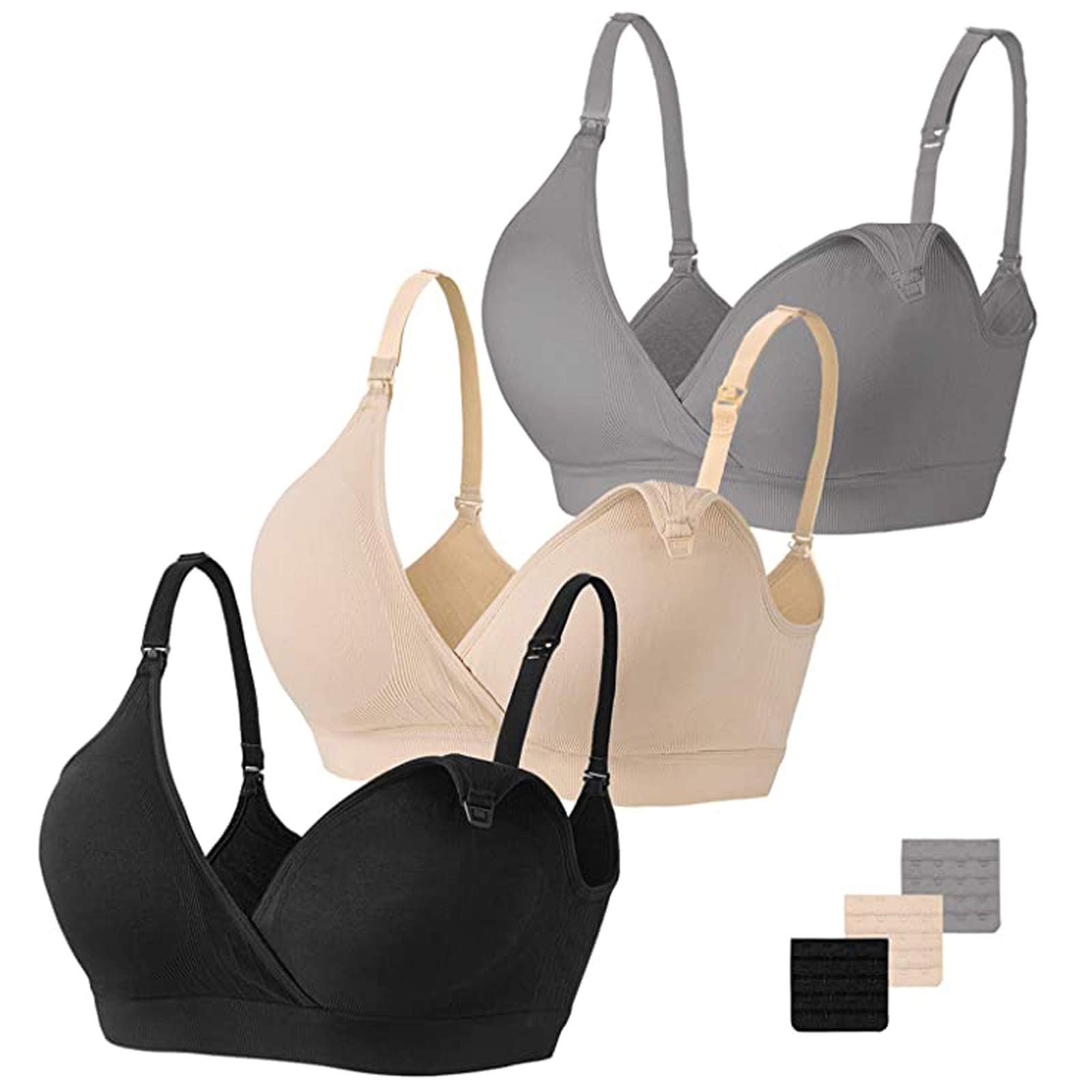 High Impact Sports Bras for Women - Seamless Padded Workout & Nursing Bra - 3 Pack Black - Perfect for Running, Yoga & Breastfeeding Moms