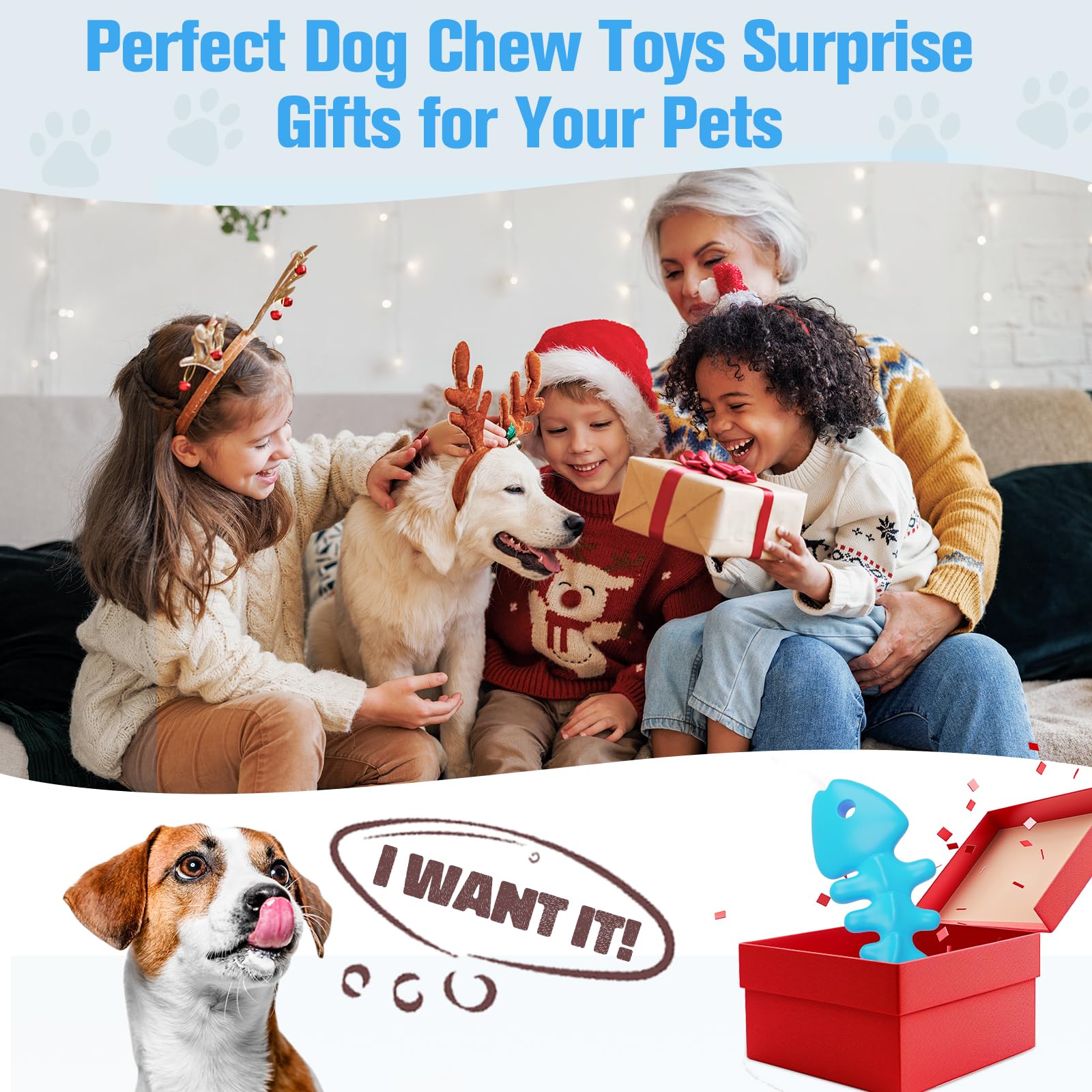 Indestructible Nylon Fish Bone Dog Chew Toy for Aggressive Chewers - Durable Large Breed Dog Toy for Strong Jaws | Perfect for Teething Puppies, Boredom Relief & Dental Health