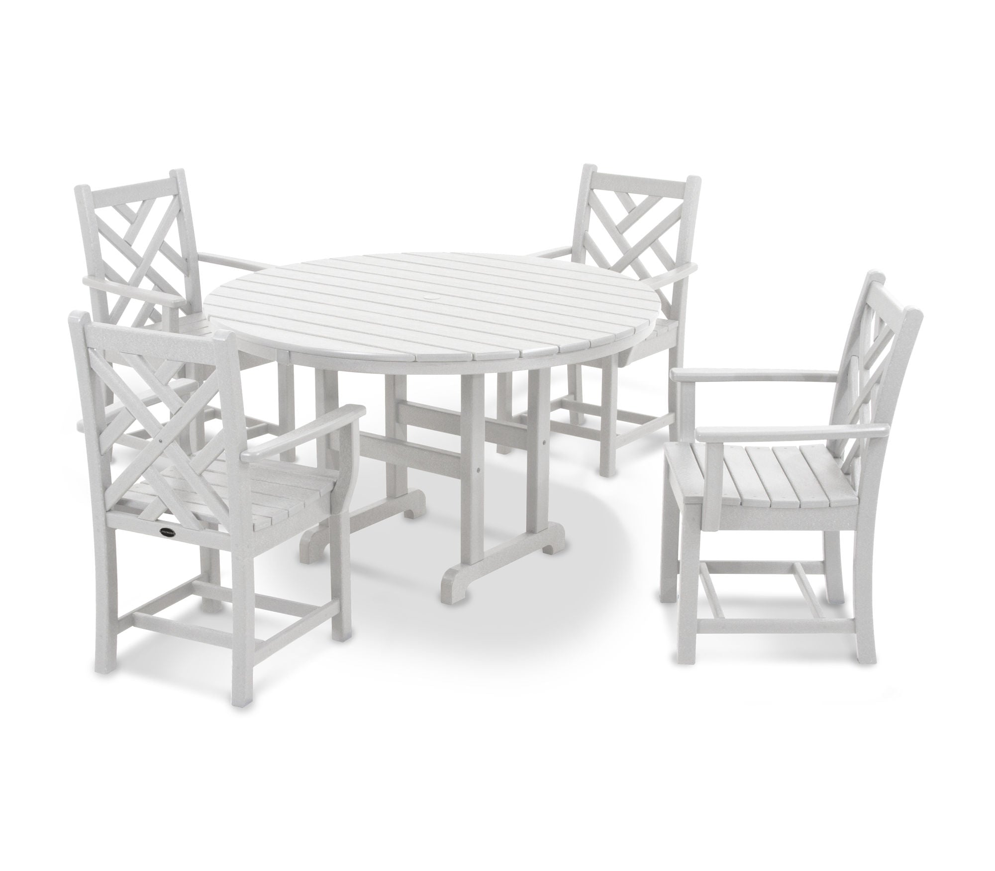 POLYWOOD Chippendale 5-Piece Outdoor Dining Set with Round Arm Chairs - Patio, Garden, Poolside Furniture for All-Weather Use