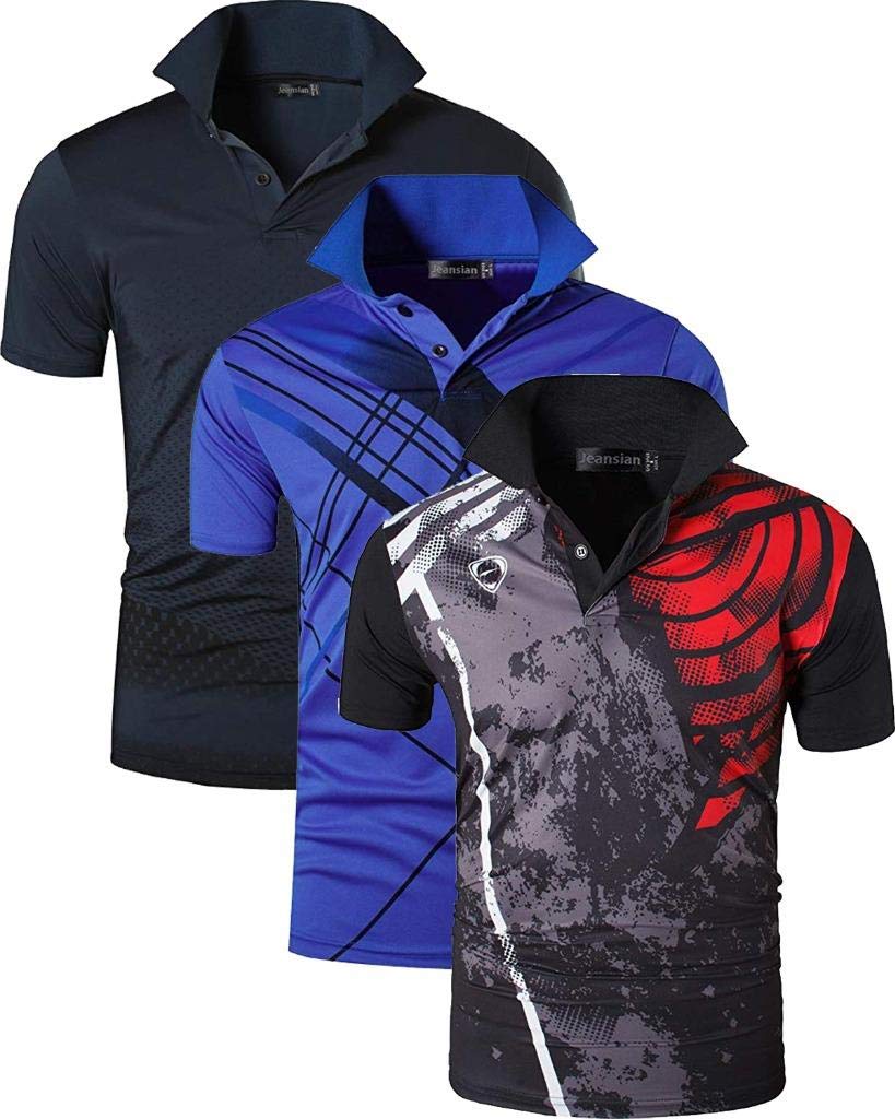 jeansian Men's Quick Dry Polo Shirts 3-Pack - Moisture Wicking Golf Tennis Bowling Tees for Active Outdoor Sports & Casual Wear