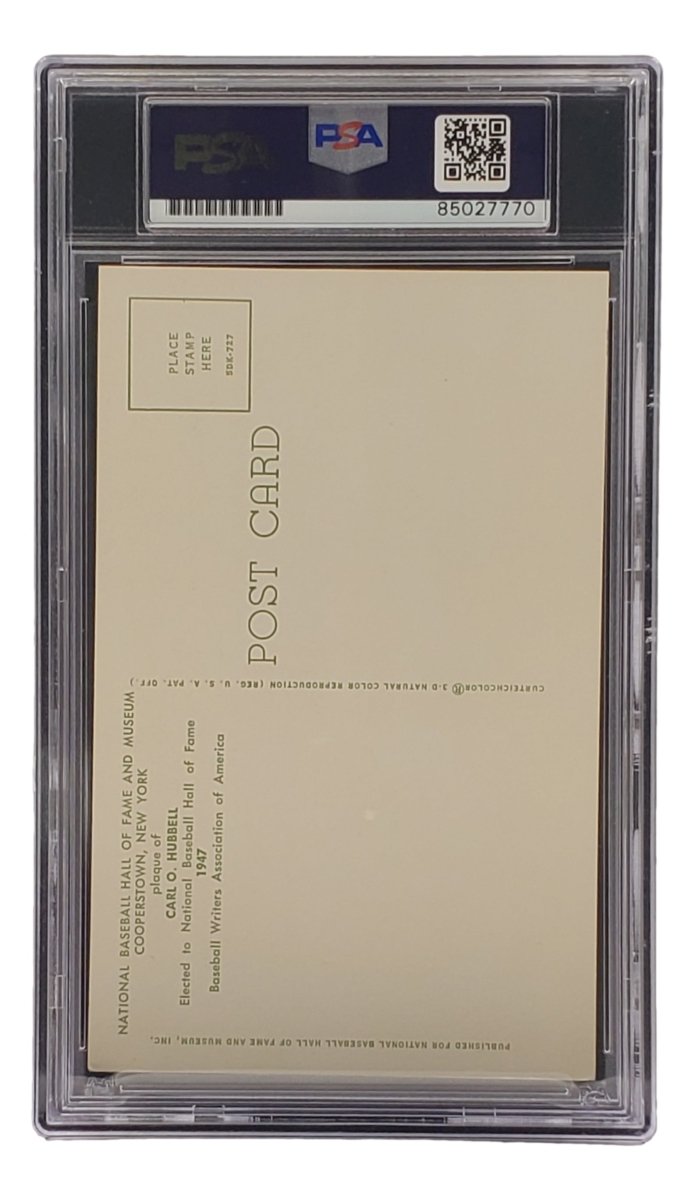 Carl Hubbell Autographed 4x6 New York Giants Hall Of Fame Plaque Card with PSA/DNA Certification 85027770 - Perfect for Baseball Memorabilia Collectors & Sports Fans