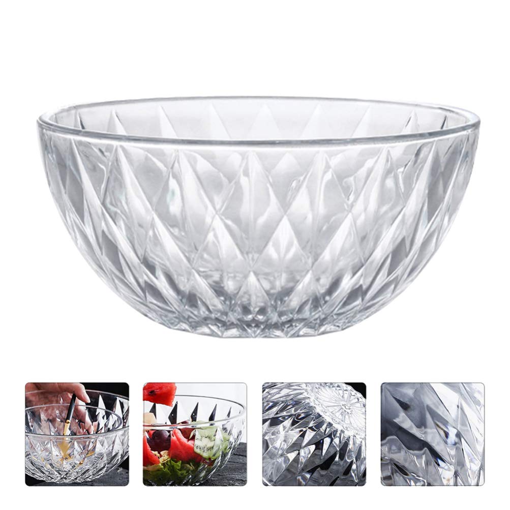 Cabilock 1pc Glass Salad Bowl - Fruit & Vegetable Serving Bowl for Kitchen, Dining, Party - Durable Food Container for Salads, Snacks, Meals - Perfect for Home, Restaurants & Outdoor Picnics