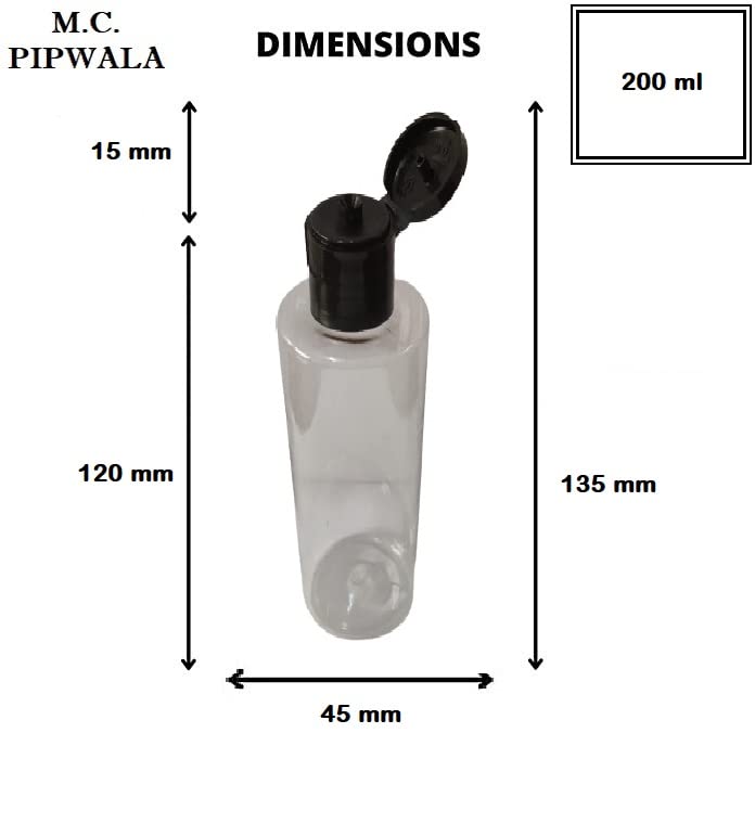 200ml Clear Plastic Empty Squeeze Bottles - Pack of 12 | Leak Proof Travel Containers for Cosmetics, Liquids & Toiletries | Perfect for DIY, Salon, Travel & Home Organization