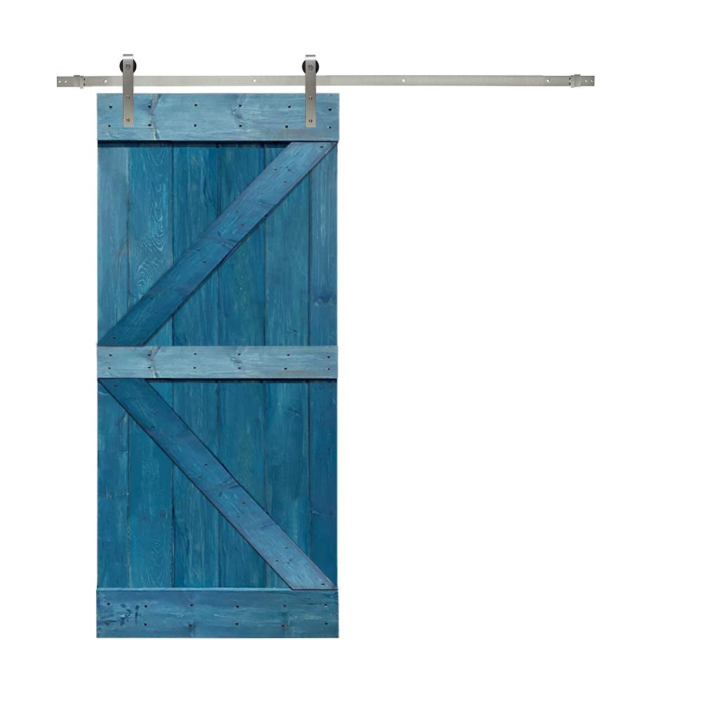 TMS Paneled Wood Colonial Maple Stained K Series DIY Barn Door With Sliding Hardware Kit (84
