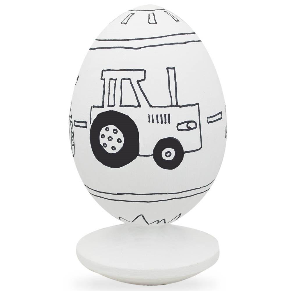Unfinished Wooden Egg Figurines - DIY Craft Blanks for Bike, Car & Tractor - Perfect for Painting, Decorating, and Kids' Art Projects