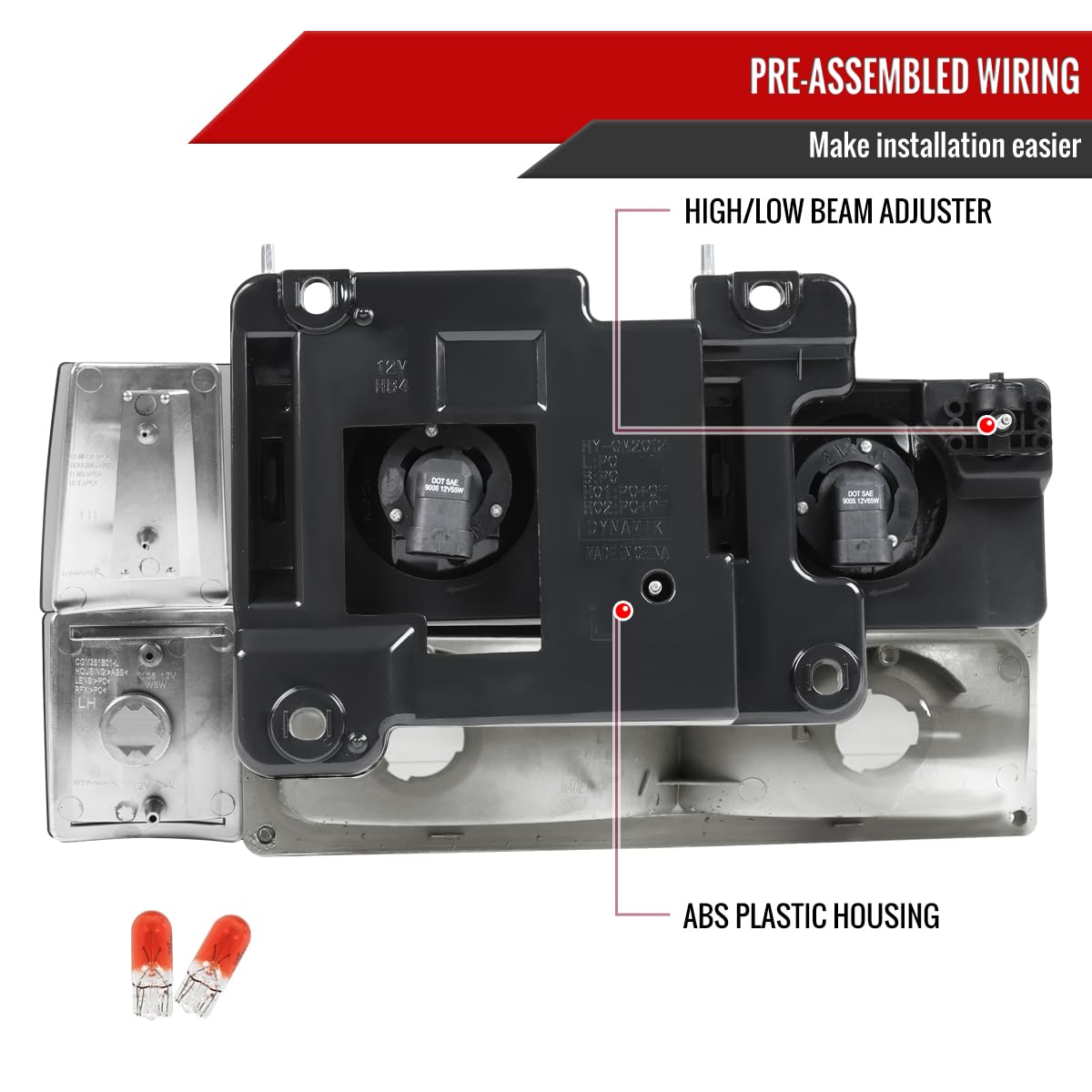 94-99 GMC C10 C/K Sierra Yukon Replacement Clear Headlights & Bumper Corner Lamps Pair - Perfect for Night Driving & Off-Road Adventures
