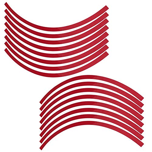 Reflective Wheel Decals for Cars & Motorcycles - Universal Reflective Pinstripe Tape Sticker, 6 Colors (Bright Red) - Enhance Night Visibility & Safety for Road Trips, Commuting & Cycling