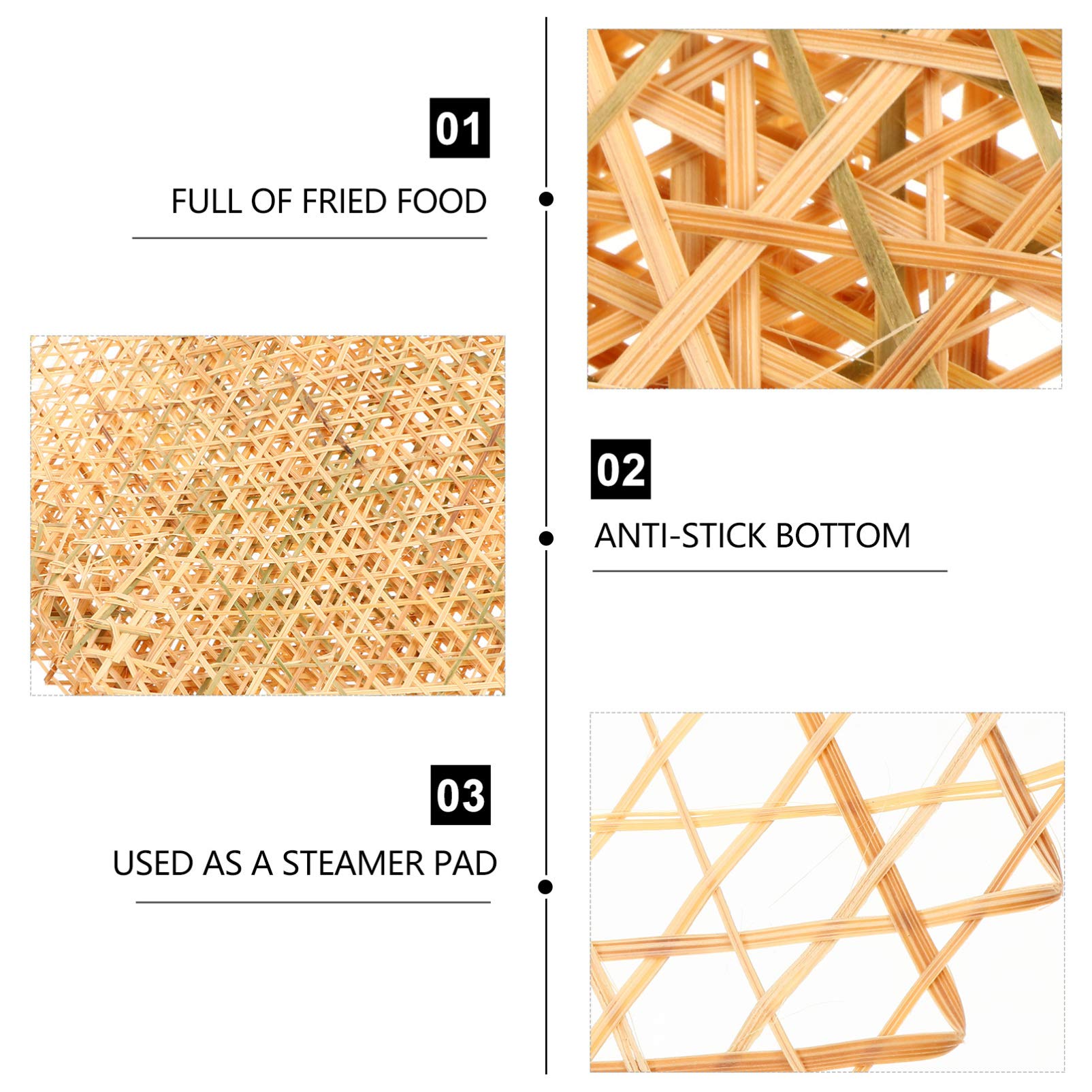 6-Pack Hemoton Bamboo Food Liner Mats - Heat-Resistant Kitchen Mesh Grid for Fried Foods, Sushi, Dumplings | Perfect for Restaurants & Home Cooking