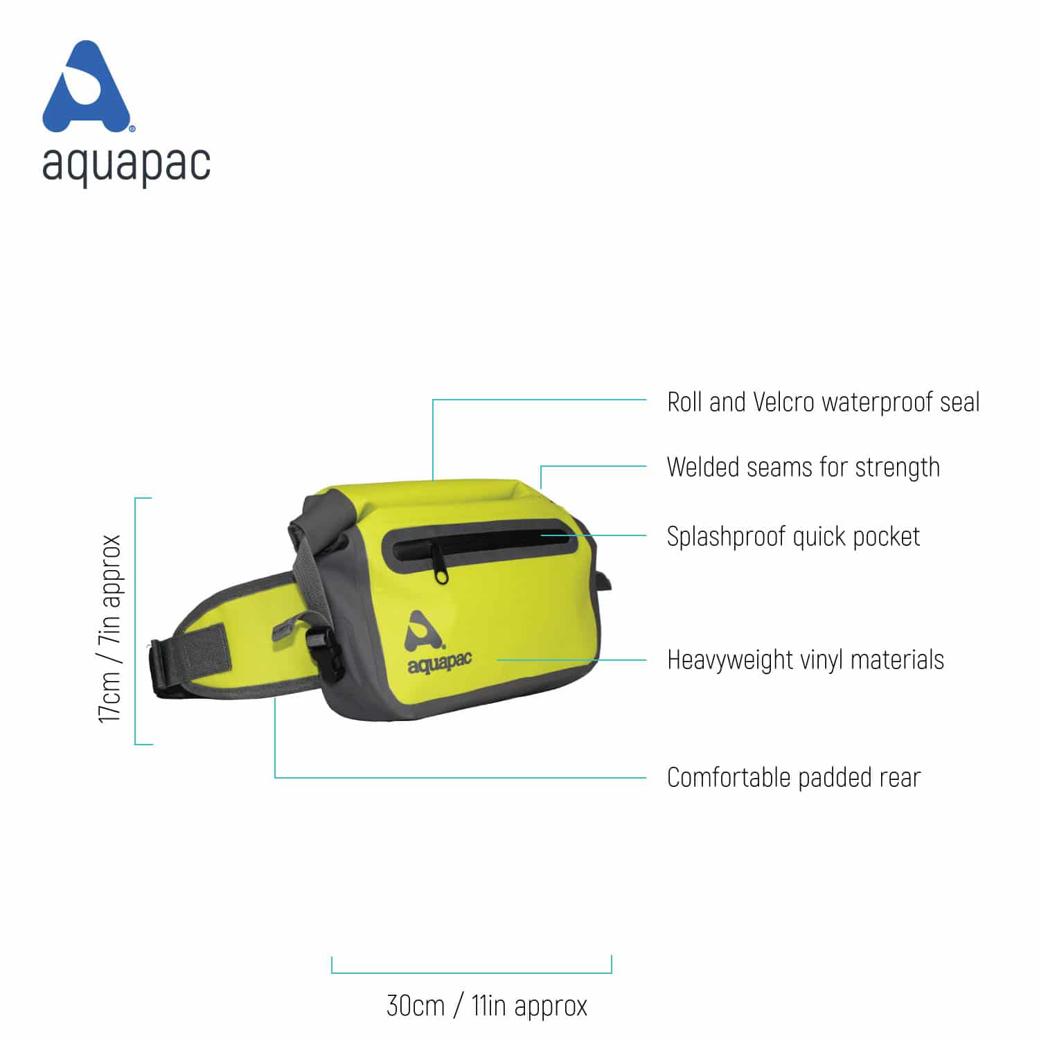 Aquapac TrailProof Waterproof Waist Pack - Hands-Free Waterproof Fanny Pack for Hiking, Running & Outdoor Adventures - Keep Essentials Dry During Rainy Weather & Water Sports