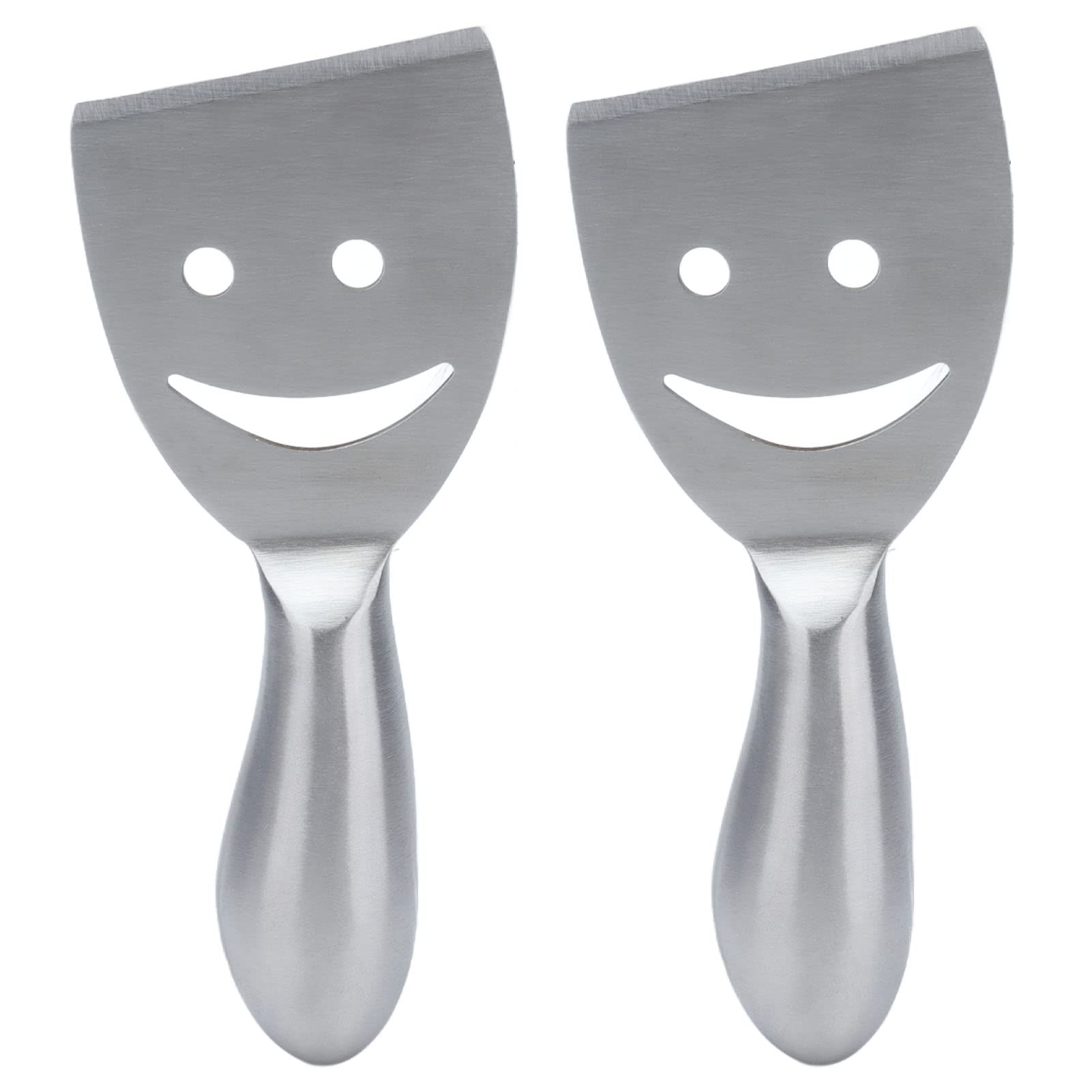 2-Piece Stainless Steel Cheese Knife Set with Smiling Face - 5-Inch Cheese Slicer, Spreader & Planer for Semi-Soft and Hard Cheeses | Perfect for Charcuterie Boards, Wine Pairings & Dinner Parties