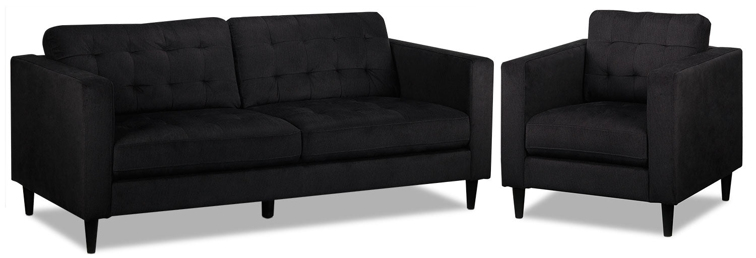 Modern Anthena Sofa and Chair Set in Charcoal Gray - Stylish Living Room Furniture for Small Spaces, Apartments & Cozy Homes