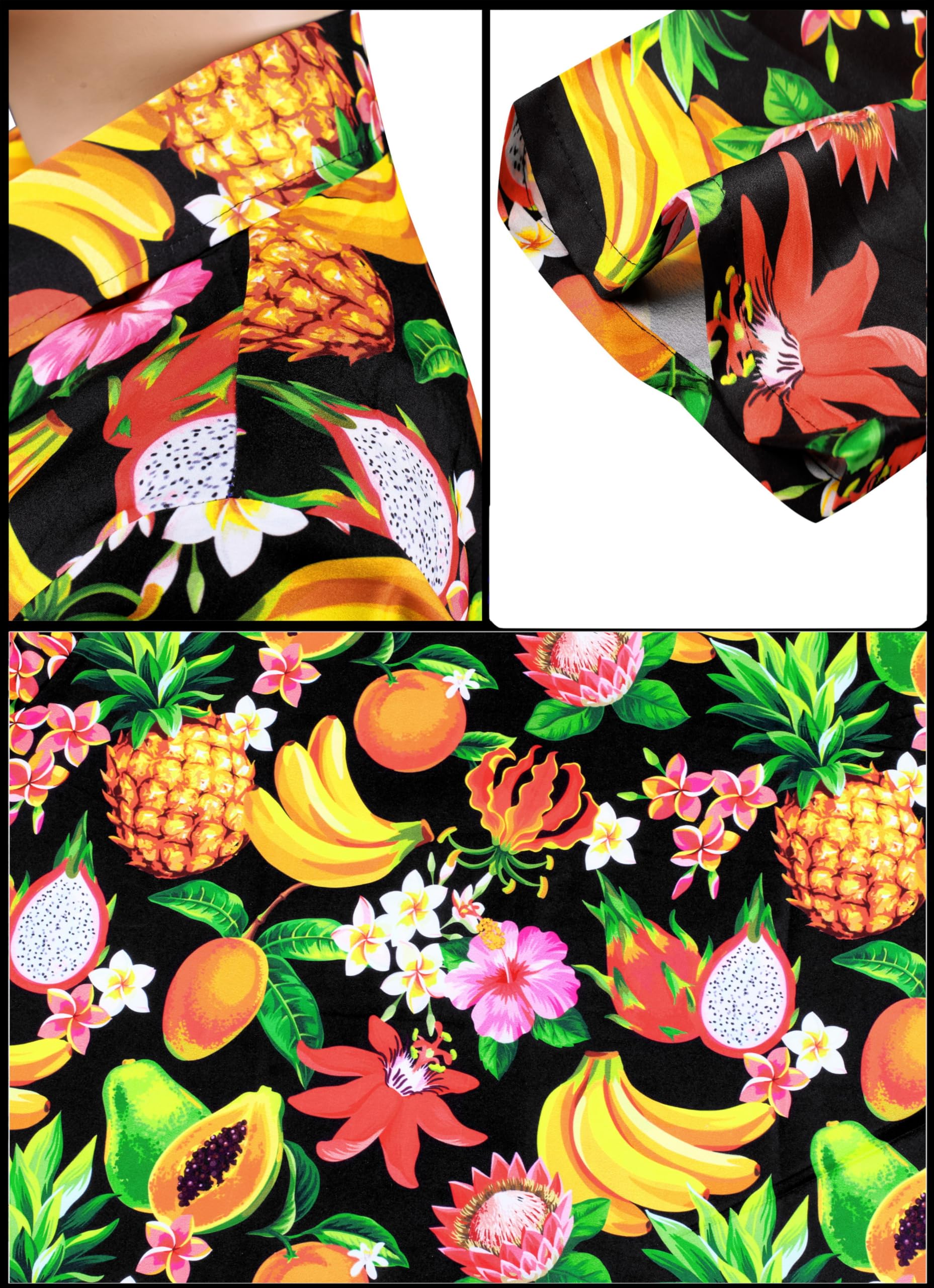 Happy Bay Women's Short Sleeve Hawaiian Beach Blouse Shirt - Floral Print Vacation Top for Summer, Beach Party, and Tropical Getaways