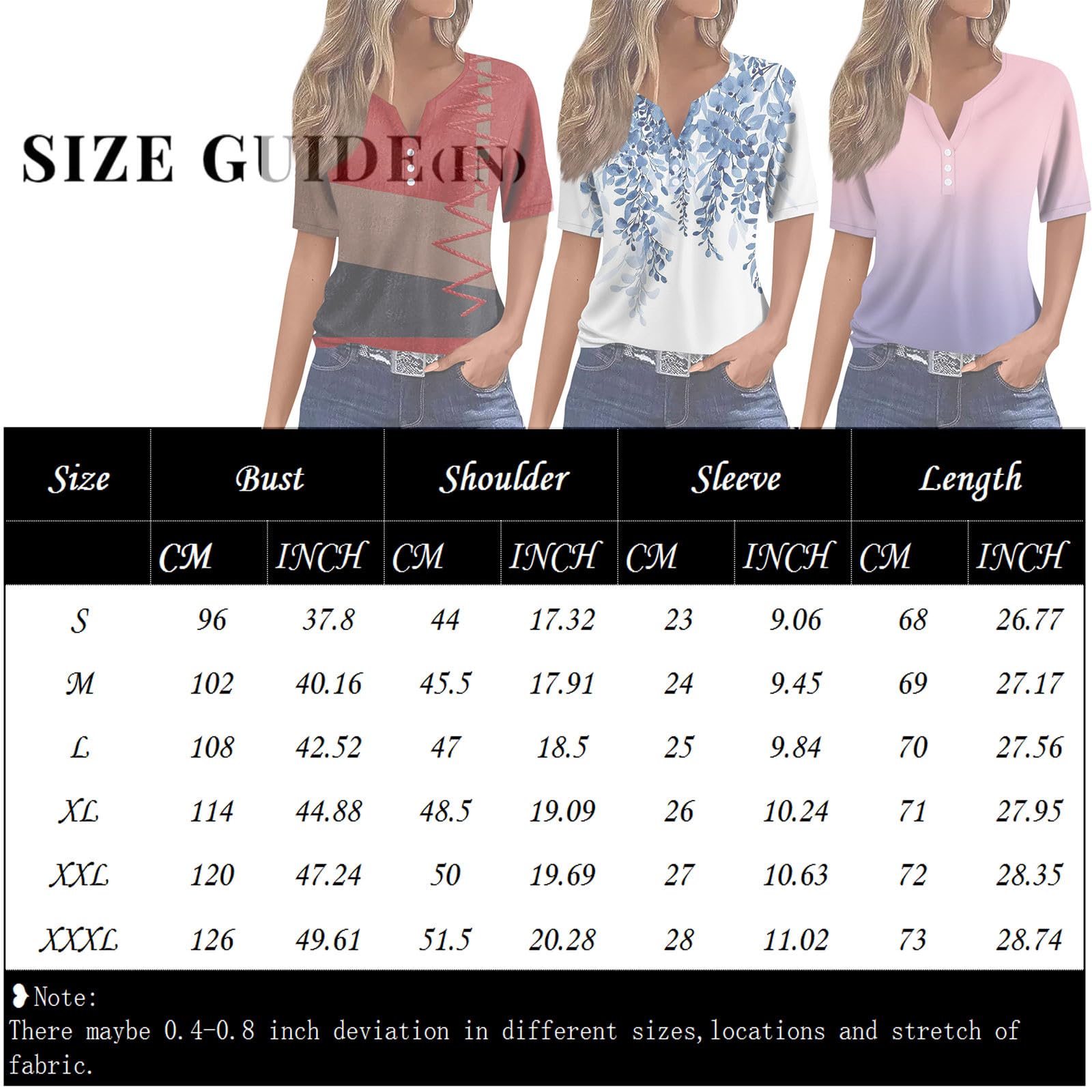 Trendy Floral V-Neck Short Sleeve Summer Tops for Women 2024 - Casual Loose Comfortable Tunic Shirts for Vacation, Beach, Party & Everyday Wear