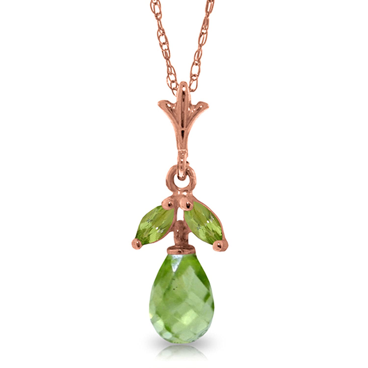 14K Solid Gold Necklace with Natural Peridots | Galaxy Gold GG | Elegant Dainty Jewelry for Women | Perfect for Weddings, Anniversaries & Everyday Wear
