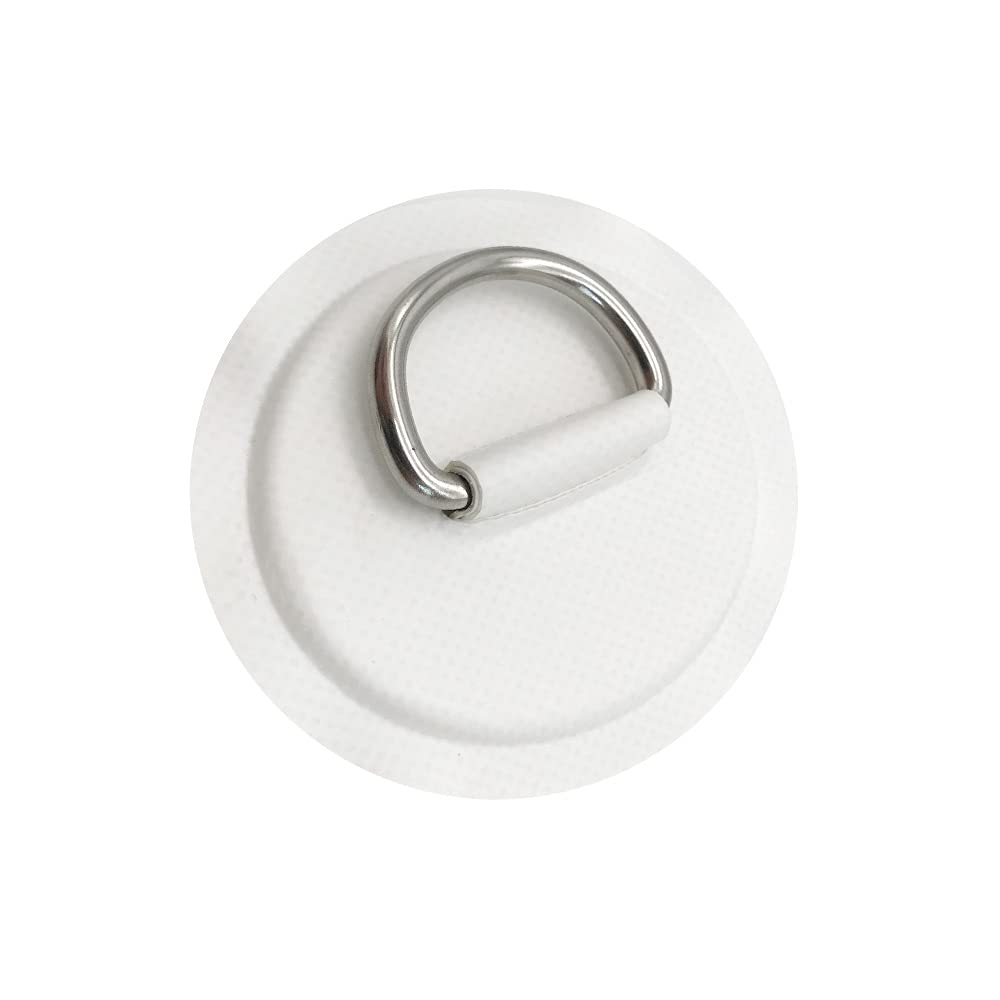 4 Pack Stainless Steel D-Ring Patches for PVC Inflatable Boats, Canoes, Kayaks, Rafts, Dinghies, Surfboards & Paddle Boards - Heavy Duty Marine Repair Accessories for Water Sports & Outdoor Adventures