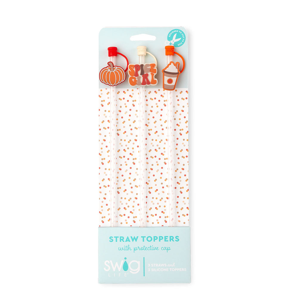 Pumpkin Spice Girl Straw Topper Set - Fun Halloween Drink Decorations for Pumpkin Spice Lattes, Cocktails & Fall Parties