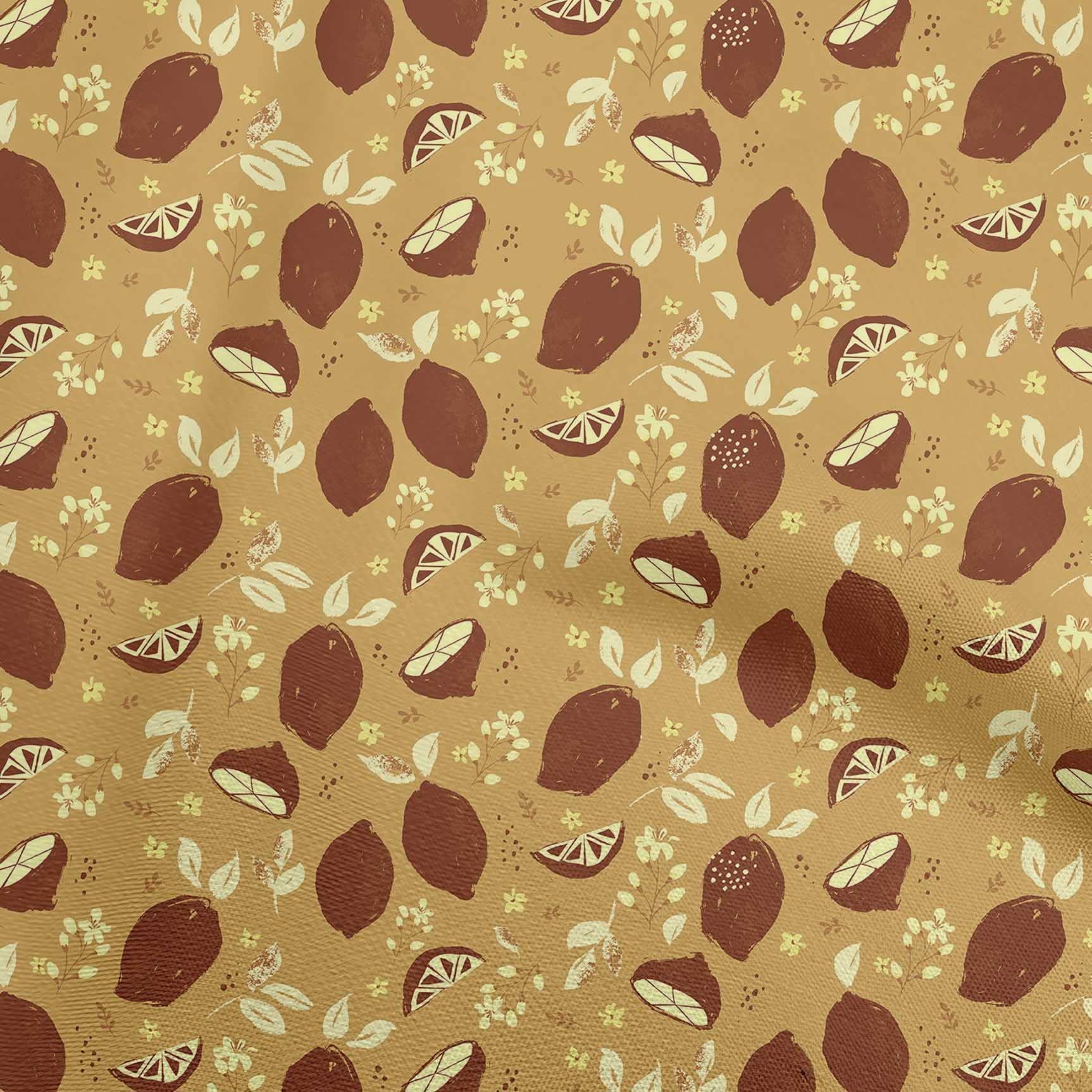oneOone Rayon Brown Fabric - 56 Inch Wide Printed DIY Sewing Material for Clothing, Dresses, and Home Decor | Fruits Pattern by The Yard