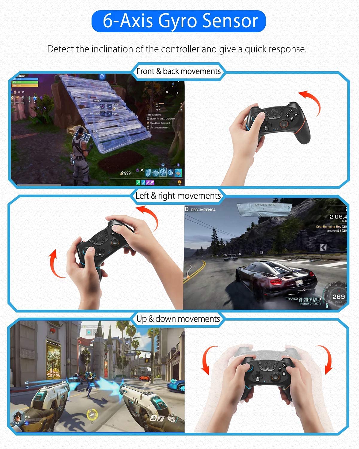 Lunriwis Wireless Pro Controller for Nintendo Switch/Switch Lite/Switch OLED - 6-Axis Gyroscope, Turbo Function, Screenshot Button & Alarm Clock | Perfect for Gaming, Travel & Family Entertainment