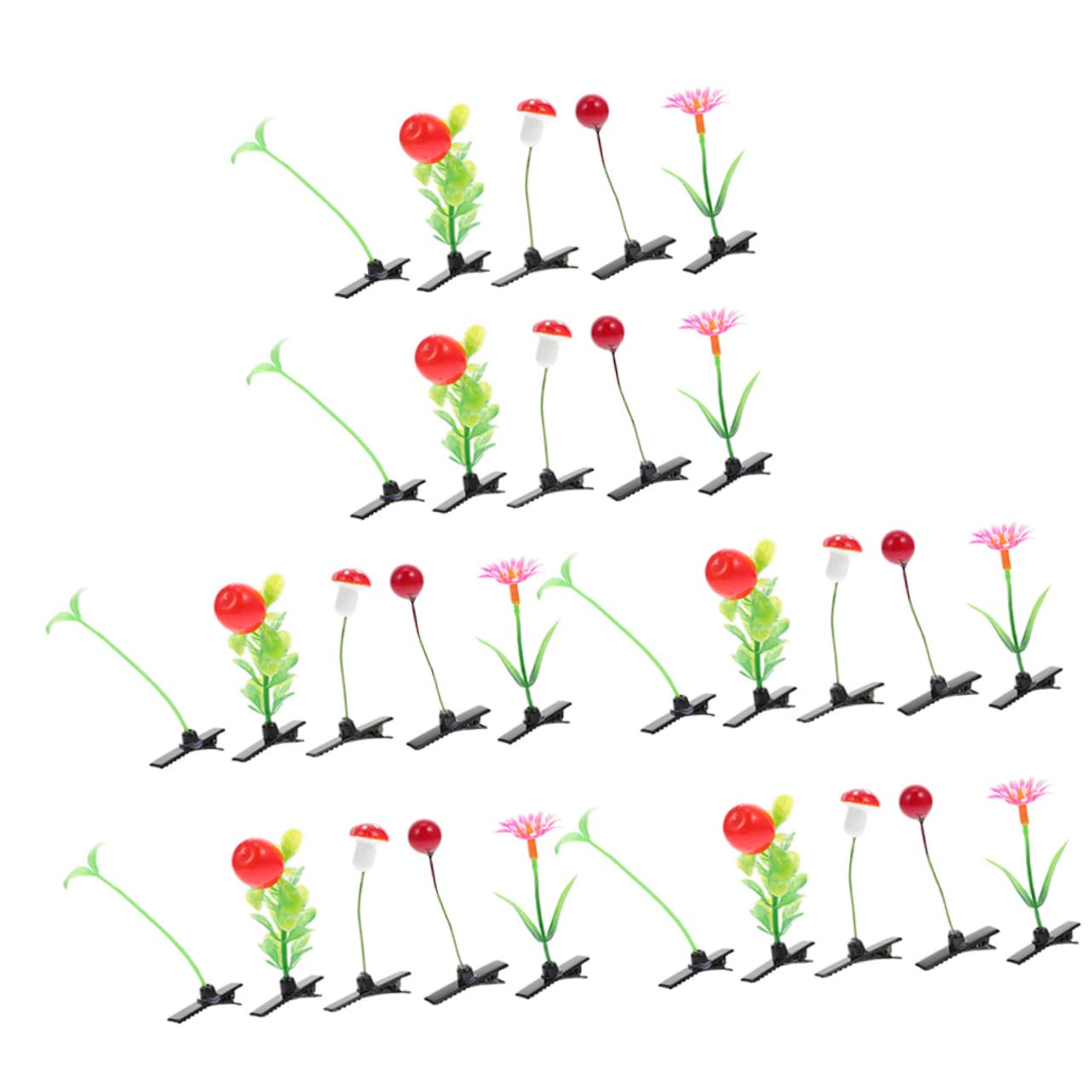 Beavorty 30pcs Cute Mushroom Flower Hair Clips for Girls - Simulation Plant Hair Jewelry, Bean Sprout Hairpins, Headwear Accessories for School, Party, and Everyday Wear