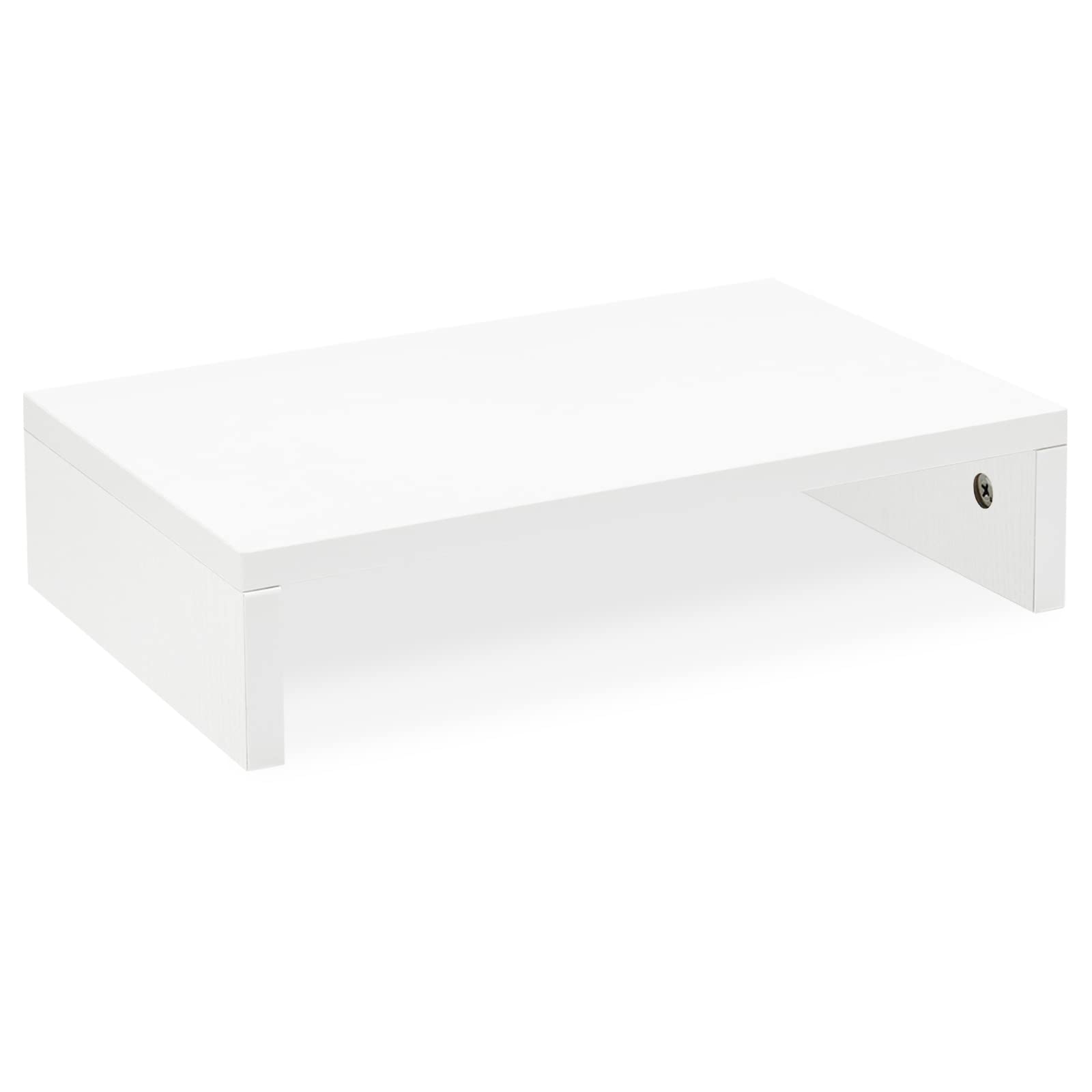 TEAMIX 14.2 Inch White Wooden Monitor Stand Riser with Storage Shelf - Ergonomic Desk Organizer for Computer, Laptop, TV & Screen - Perfect for Home Office, Gaming Setup & Workspace (White, 14.2 Inch)