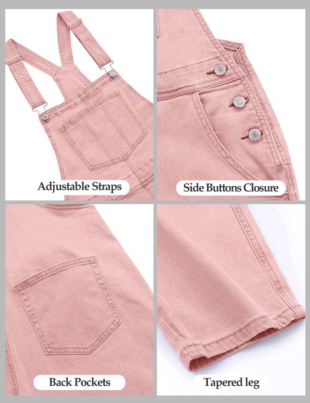 Luvamia Women's Stretchy Adjustable Denim Overalls - Casual Bib Jumpsuit with Pockets | Perfect for Work, Outdoor Activities & Streetwear Fashion