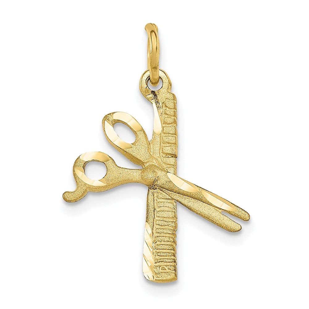 10K Yellow Gold Comb and Scissors Charm Pendant Necklace for Women - Elegant Fine Jewelry Gift for Hairdressers, Stylists & Beauty Lovers - Perfect for Birthdays, Anniversaries & Special Occasions