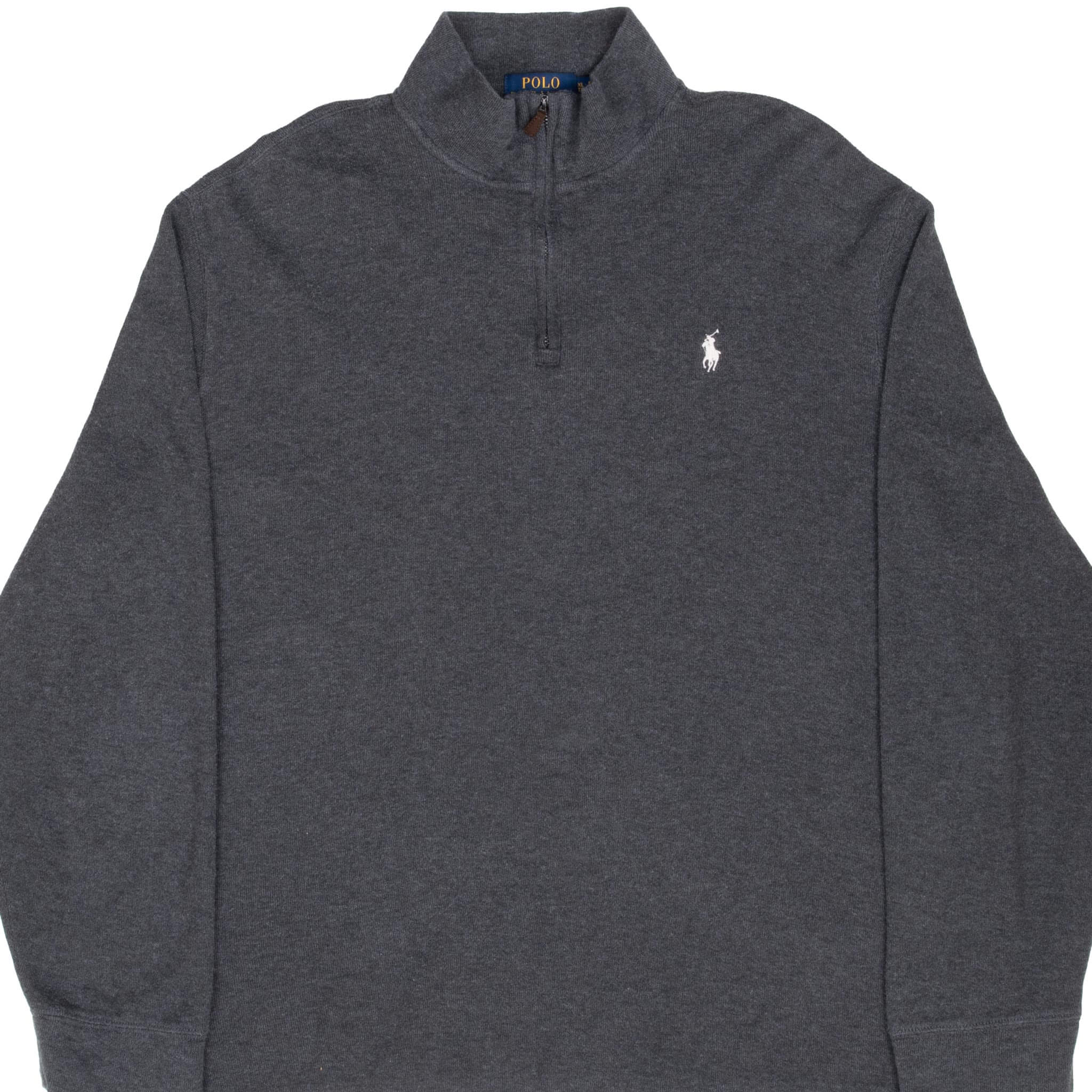 Ralph Lauren Men's Dark Grey Quarter Zip Sweater - Size XL - Comfortable & Stylish Pullover for Casual Wear & Outdoor Activities