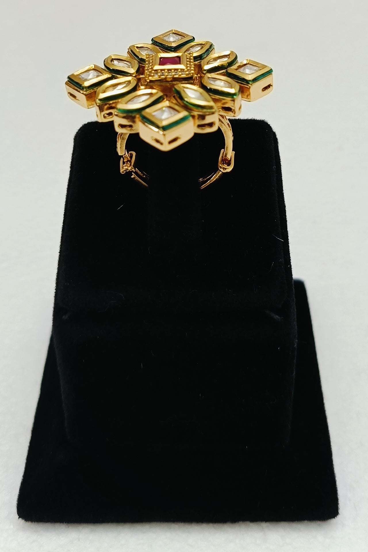 Exquisite Gold Plated Kundan Ring - Elegant Indian Jewelry for Women | Perfect for Weddings, Parties & Special Occasions
