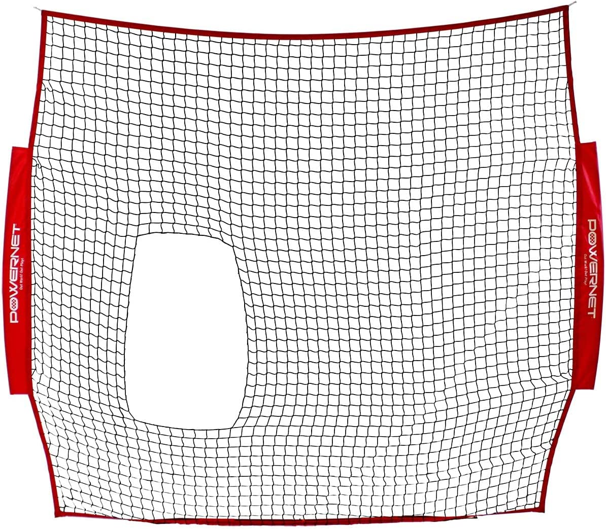 PowerNet 7x7 ft Baseball Softball Practice Net with Pitch Thru Protection - Durable Backstop for Backyard, Field Training & Batting Cage Use