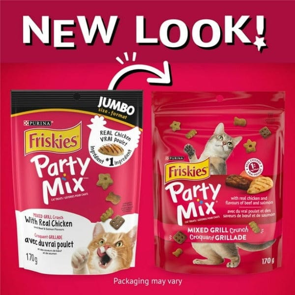 Friskies Party Mix Mixed Grill Crunchy Cat Treats - Delicious Natural Flavors for Cats - Perfect for Training, Rewards & Playtime