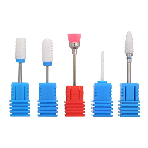 5pcs Professional Nail Drill Bits Set - 3/32'' (M) Cuticle Cleaner, Dust Drill Brush & Rotary Polishing Heads for Manicure & Pedicure | Perfect for Nail Salon, Home Use & DIY Nail Art