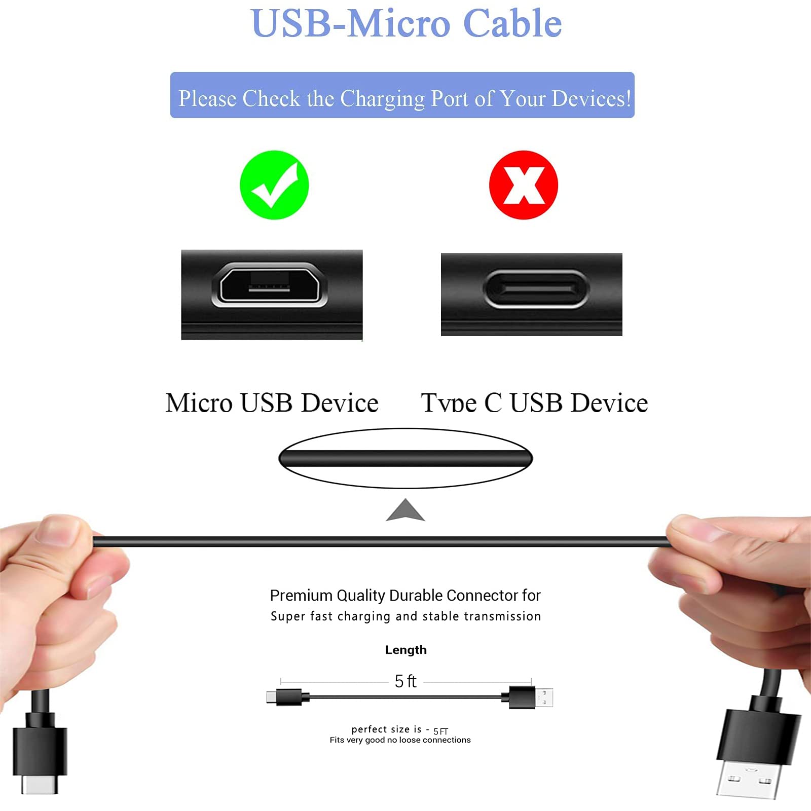 10ft USB Micro Charging Cable for Logitech MX Master 2S/Anywhere 2/MK875/MX Ergo/K800/K811/K830/G915/Folio m1/Keys Folio 43404/09543 - Fast Charging Cord for Wireless Mouse & Keyboard - Perfect for Home Office, Gaming Setup & Travel Accessories