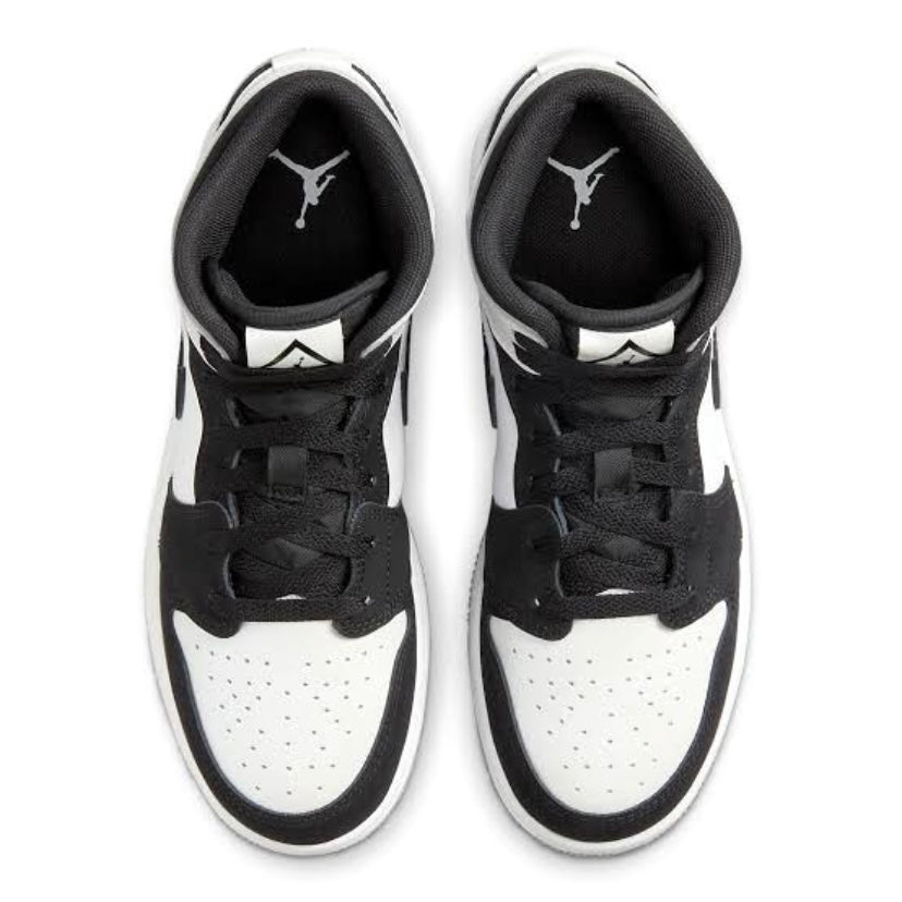 Air Jordan 1 Mid GS Diamond Pearl White Black Basketball Shoes for Women - Perfect for Casual Wear, Street Style & Sneaker Collection