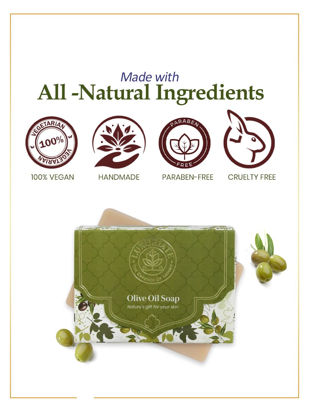 Premium Organic Soap Gift Set - Aloe Vera, Basil, Charcoal & Green Tea (4-Pack, 125g Each) | Handmade Natural Soap Bars for Skin Care, Spa & Luxury Bathing | Vegan, Cruelty-Free & Chemical-Free