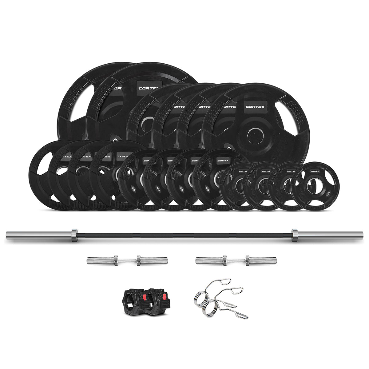 CORTEX 145kg Tri Grip V2 50mm Olympic Weight Plates Set for CrossFit, Powerlifting & Home Gym Strength Training