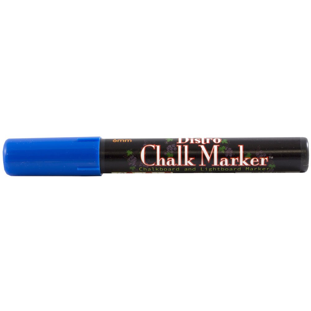 Dustless Erasable Chalk Markers - Broad Tip Liquid Chalk Pen - Non Toxic Blue Chalk Marker for Whiteboards, Glass, Windows & Signs - Single Marker for Teachers, Restaurants & Retail